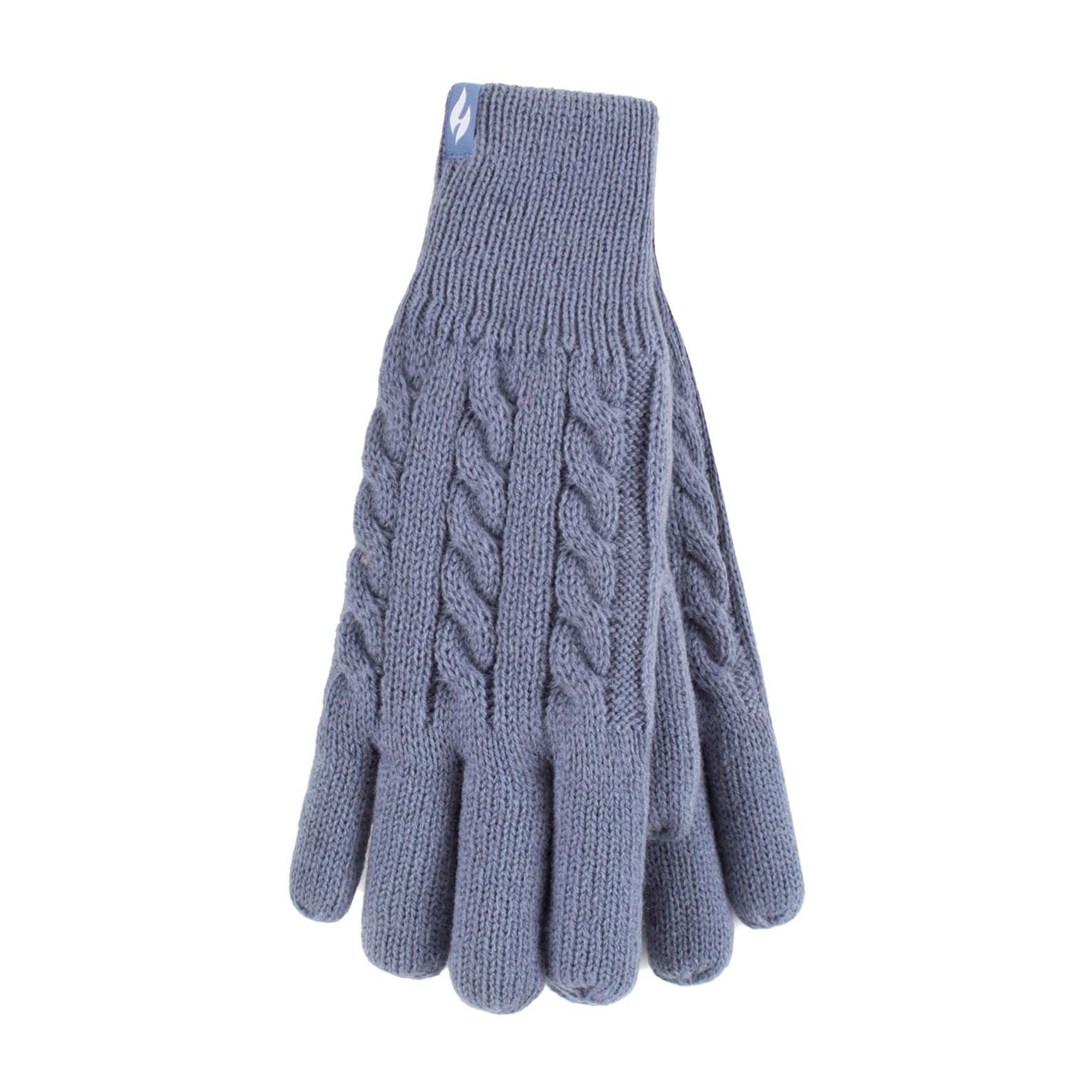 Ladies Cable Knit . Tog Fleece Lined Thermal Winter Gloves – SM Dusky Blue Ladies Cable Knit . Tog Fleece Lined Thermal Winter Gloves – SM Dusky Blue