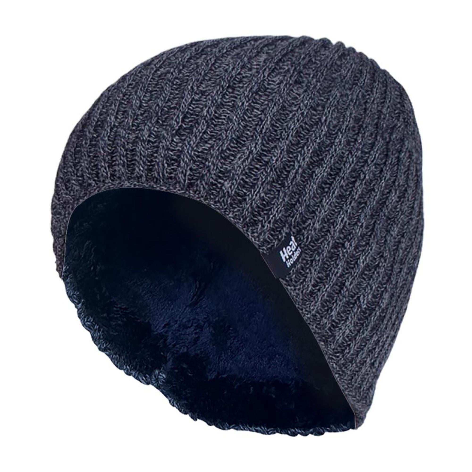 Mens Soft Fleece Lined Thermal Ribbed Beanie Hat – One Size Navy Mens Soft Fleece Lined Thermal Ribbed Beanie Hat – One Size Navy