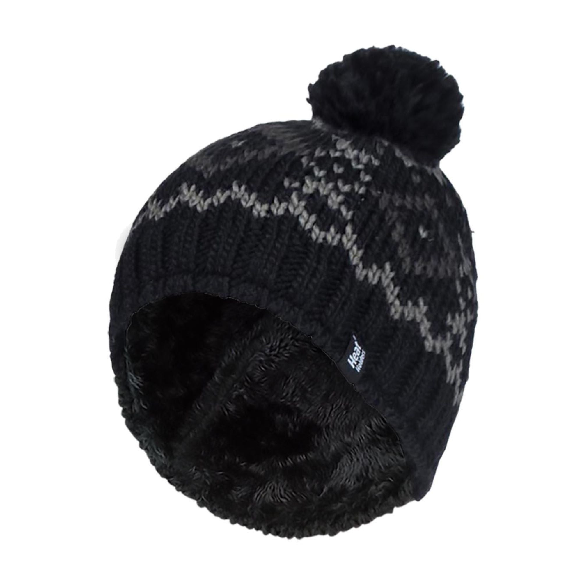 Mens Fleece Lined Thermal Winter Warm Beanie Bobble Hat with Pom Pom – One Size Black Charcoal Mens Fleece Lined Thermal Winter Warm Beanie Bobble Hat with Pom Pom – One Size Black Charcoal
