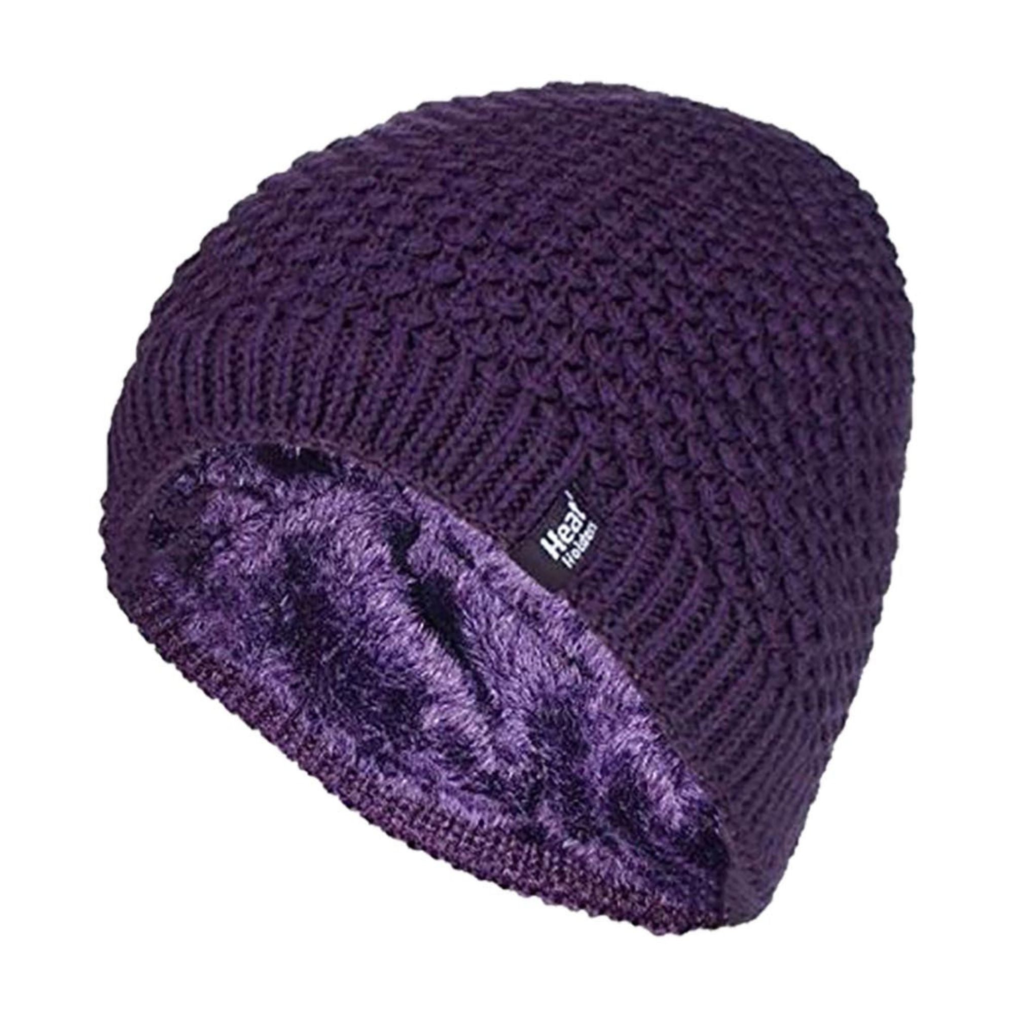 Ladies Crochet Knit Fleece Lined Warm Thermal Winter Beanie Hat – One Size Purple Ladies Crochet Knit Fleece Lined Warm Thermal Winter Beanie Hat – One Size Purple