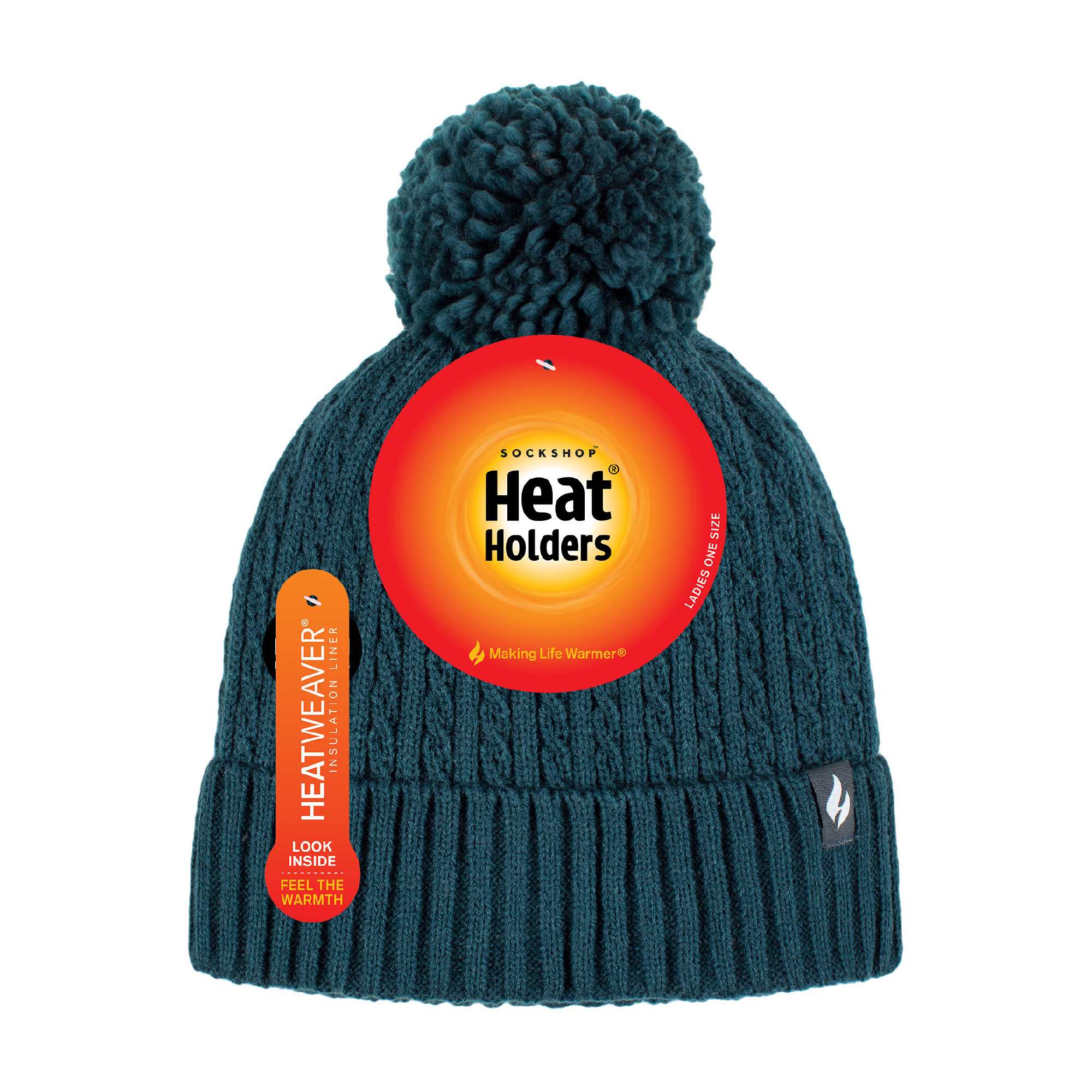Ladies Winter Ribbed Thermal Cable Knit Beanie Pom Pom Hat – One Size Teal Ladies Winter Ribbed Thermal Cable Knit Beanie Pom Pom Hat – One Size Teal