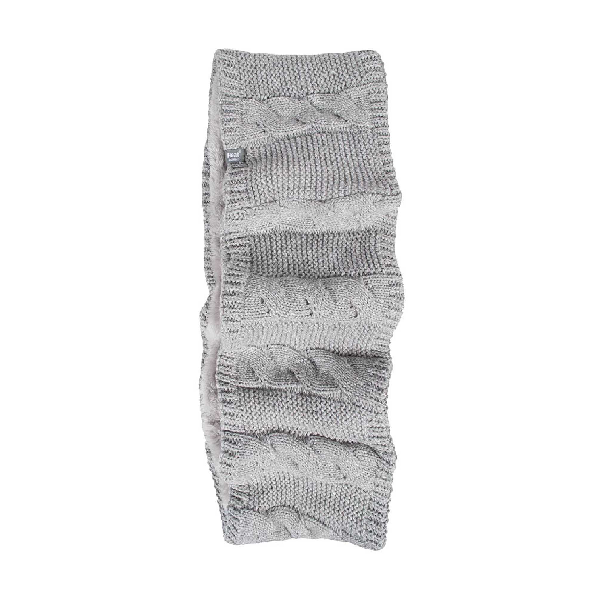 Ladies Winter Fleece Lined Cable Knit Thermal Snood Infinity Scarf – One Size Light Grey Ladies Winter Fleece Lined Cable Knit Thermal Snood Infinity Scarf – One Size Light Grey