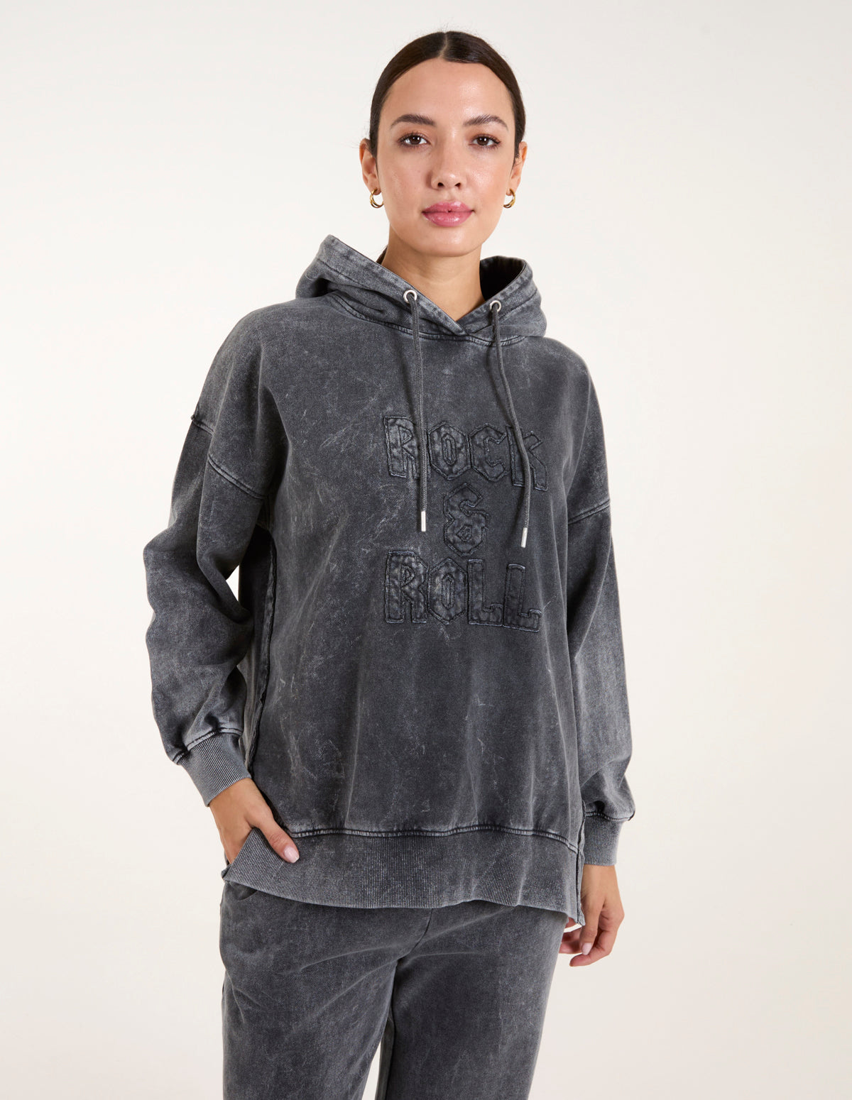 Rock & Roll Acid Wash Hoodie – SM GREY Rock & Roll Acid Wash Hoodie – SM GREY