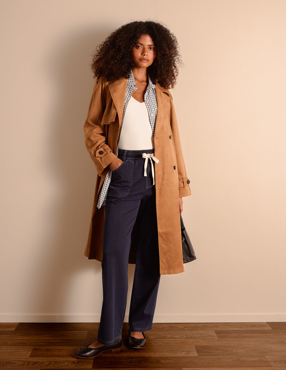 Contrast Drawstring Waist Wide Leg Trousers – M INDIGO Contrast Drawstring Waist Wide Leg Trousers – M INDIGO