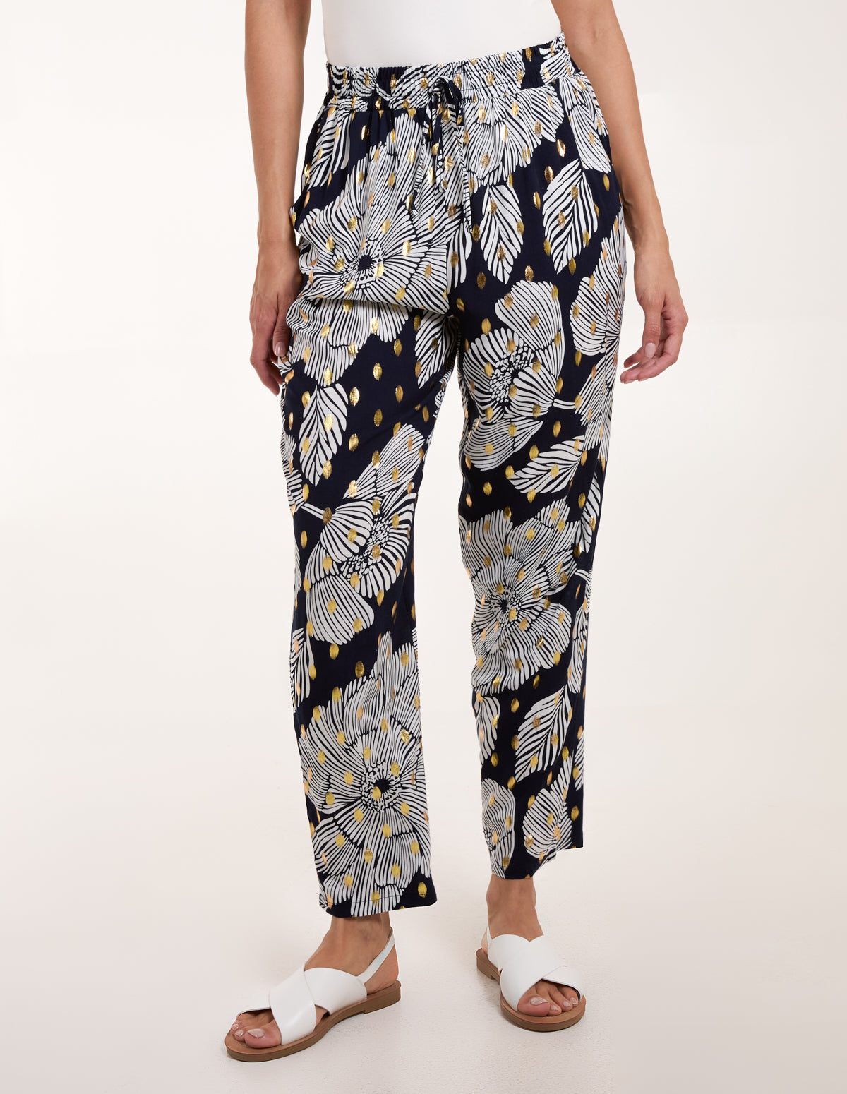 Gold Foil Printed Trousers – S NAVY
