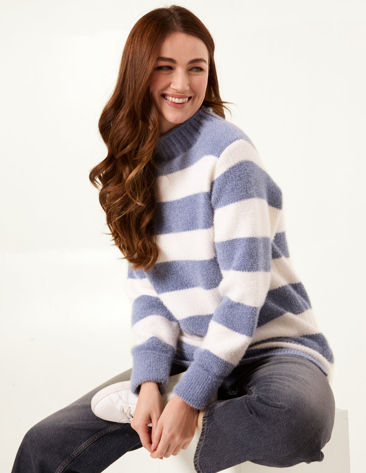 High Neck Striped Jumper – ML BLUE High Neck Striped Jumper – ML BLUE