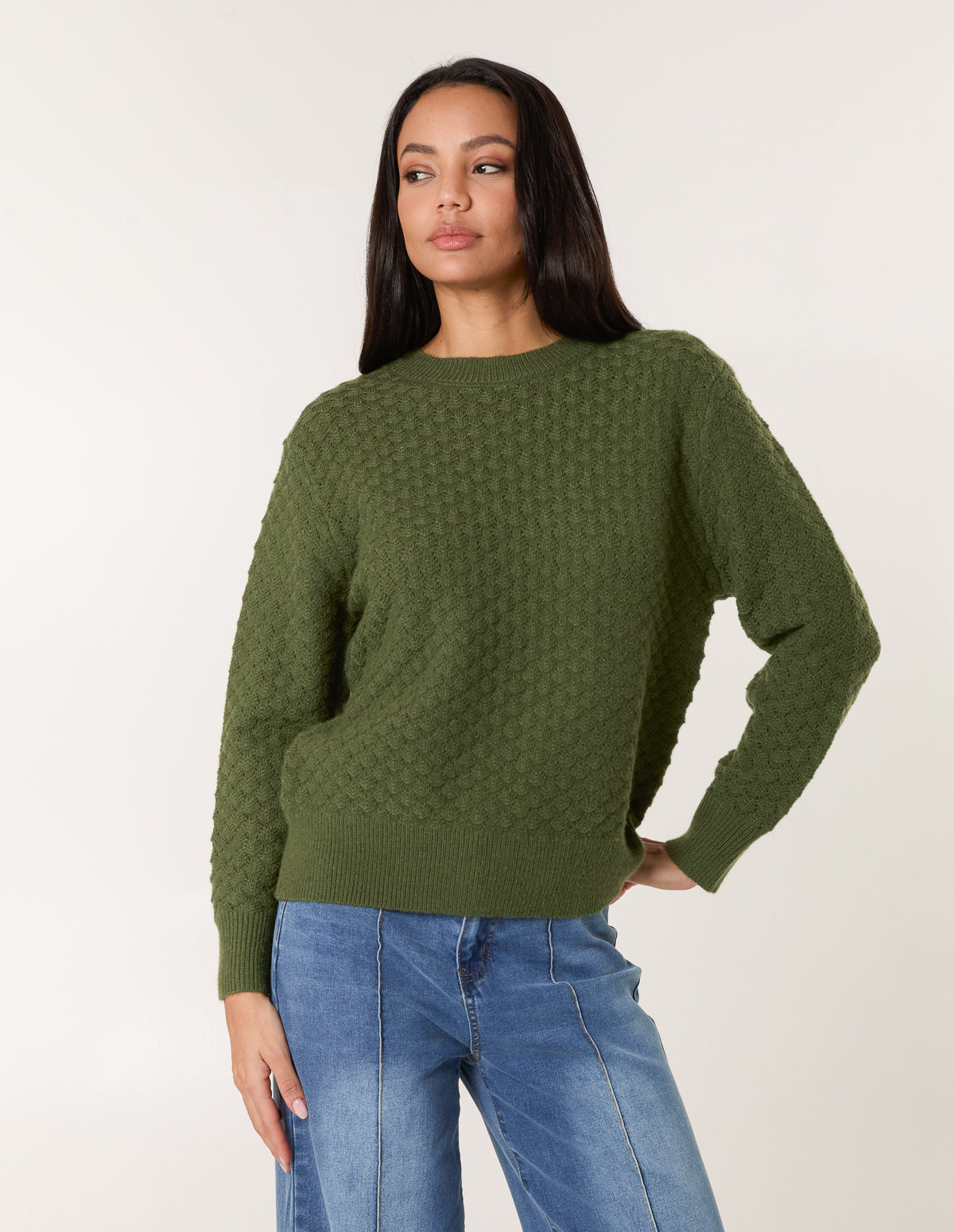 Textured Knit Jumper – SM KHAKI