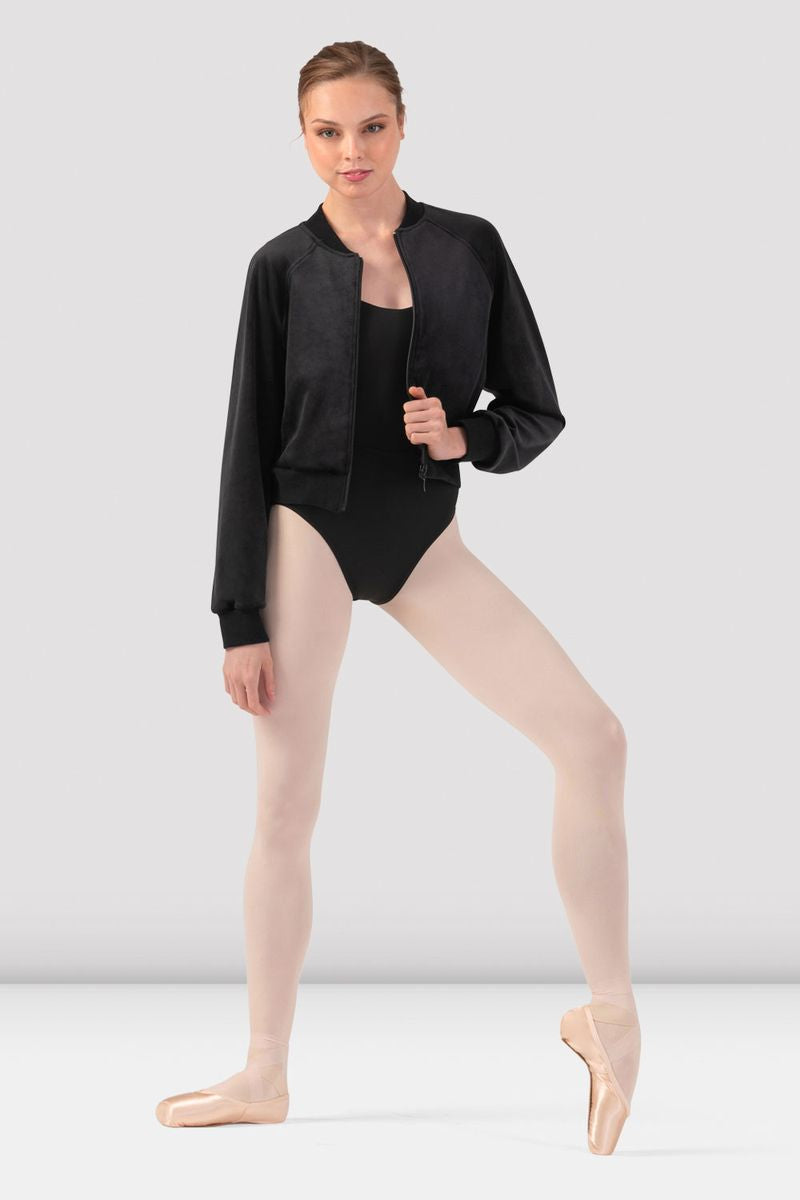 BLOCH Ladies Amanda Velvet Bomber Jacket, Black BLOCH Ladies Amanda Velvet Bomber Jacket, Black