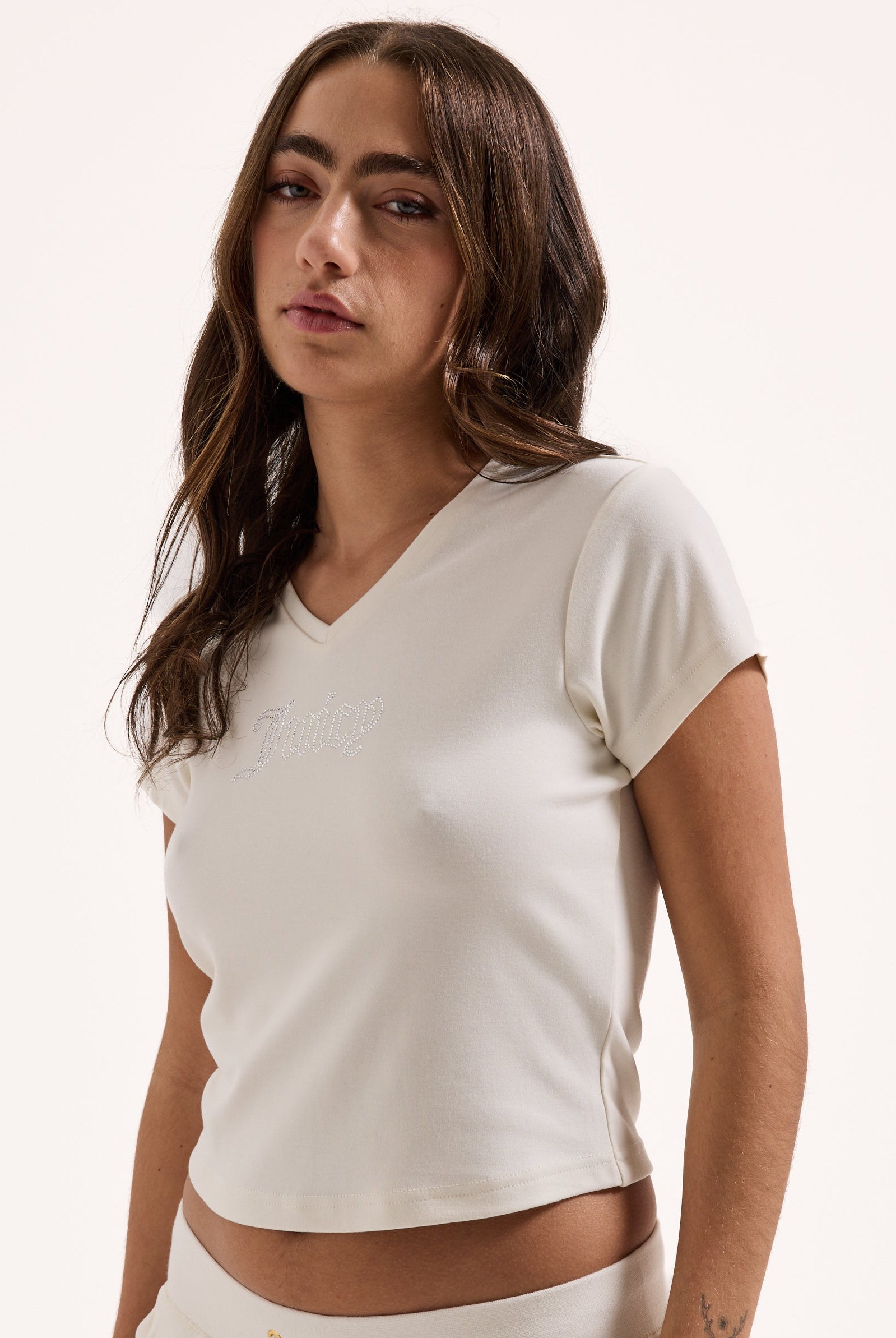 CREAM DIAMANTÉ V NECK SHIRT – XX Cream CREAM DIAMANTÉ V NECK SHIRT – XX Cream