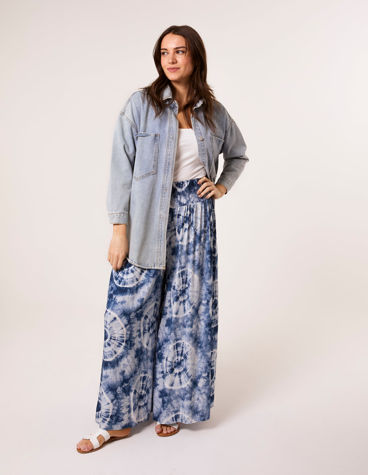 Wide Leg Pants With Tie-Dye Print – SM BLUE Wide Leg Pants With Tie-Dye Print – SM BLUE