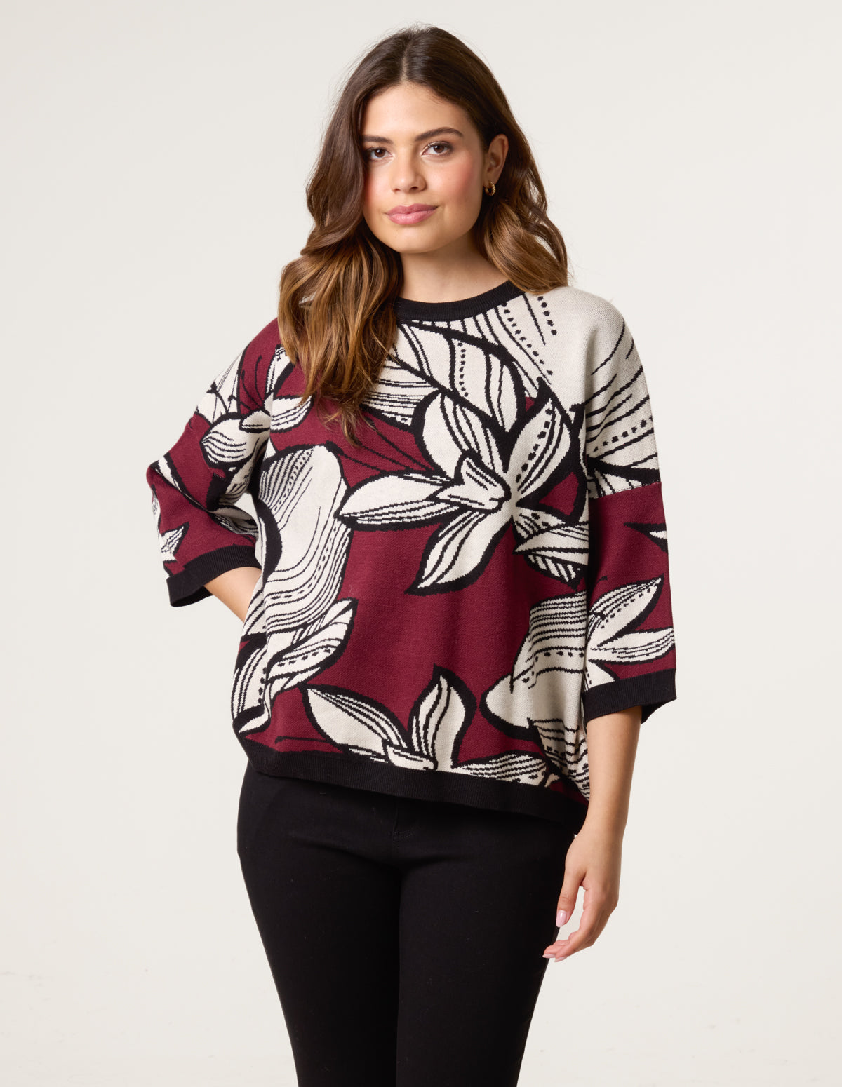 Flower Pattern Jumper – ONE WINE Flower Pattern Jumper – ONE WINE