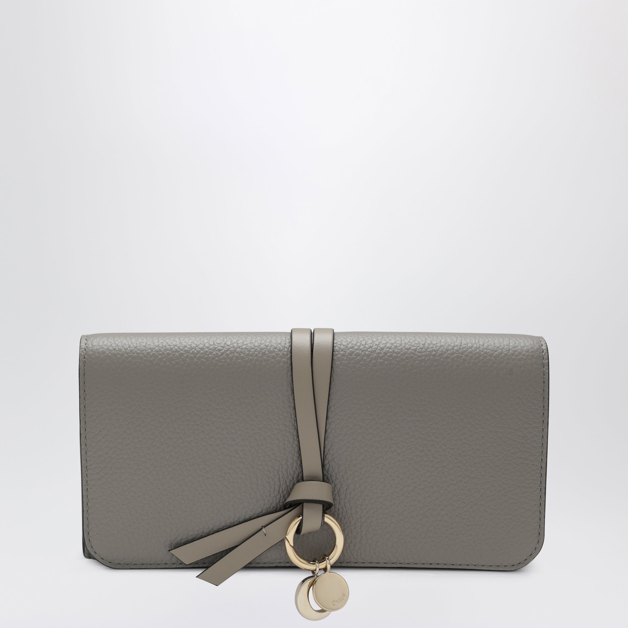 Grey Alphabet flap wallet in grained leather