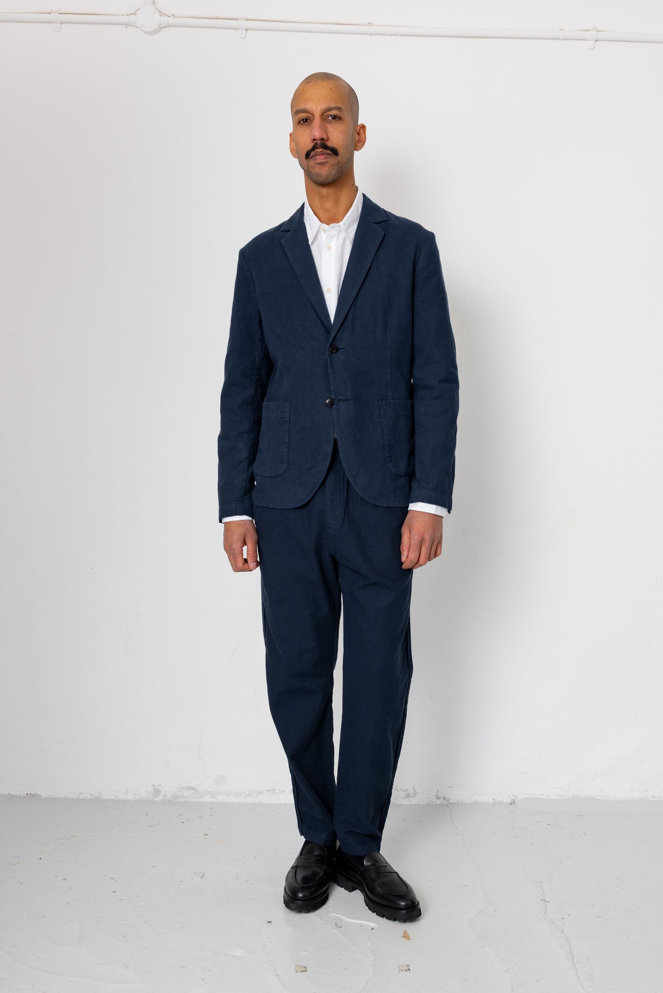 Cotton Linen Blazer – Dark Navy Cotton Linen Blazer – Dark Navy