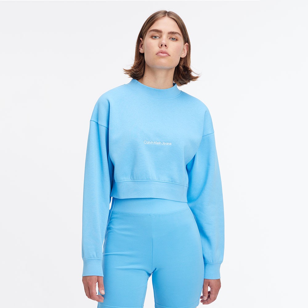 Mock Neck Cropped Crew Sweatshirt