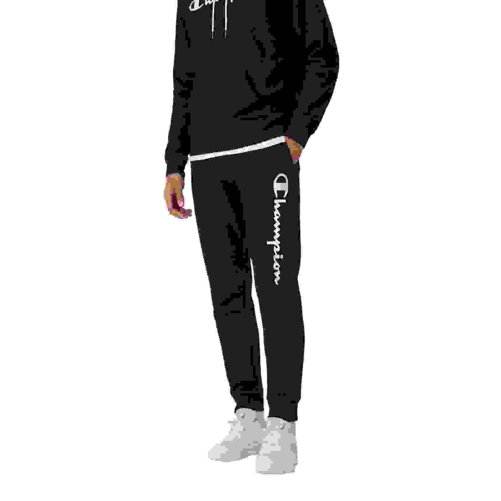 Champion Logo Fleece Joggers Sweat Pants – Black – L Black Champion Logo Fleece Joggers Sweat Pants – Black – L Black