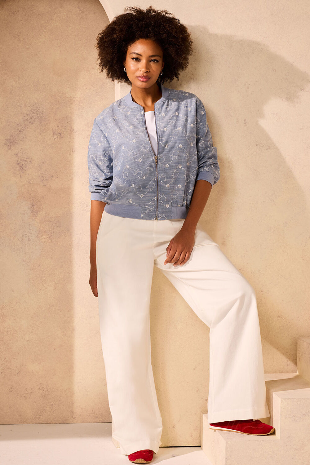 Bonmarche Embroidered Lightweight Bomber Jacket Bonmarche Embroidered Lightweight Bomber Jacket