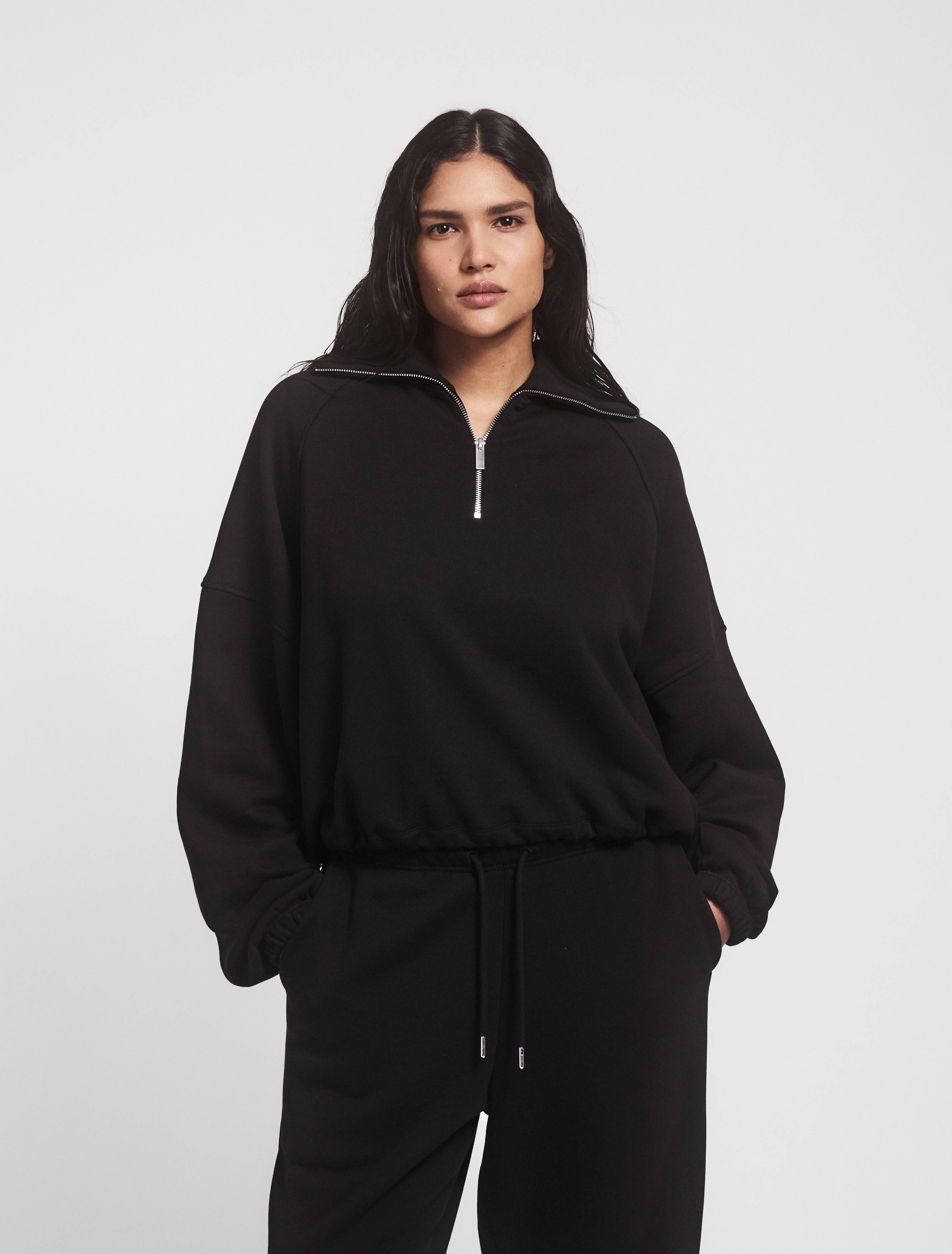 Classic Half Zip Sweatshirt in Black – Organic Cotton Ninety Percent Classic Half Zip Sweatshirt in Black – Organic Cotton Ninety Percent