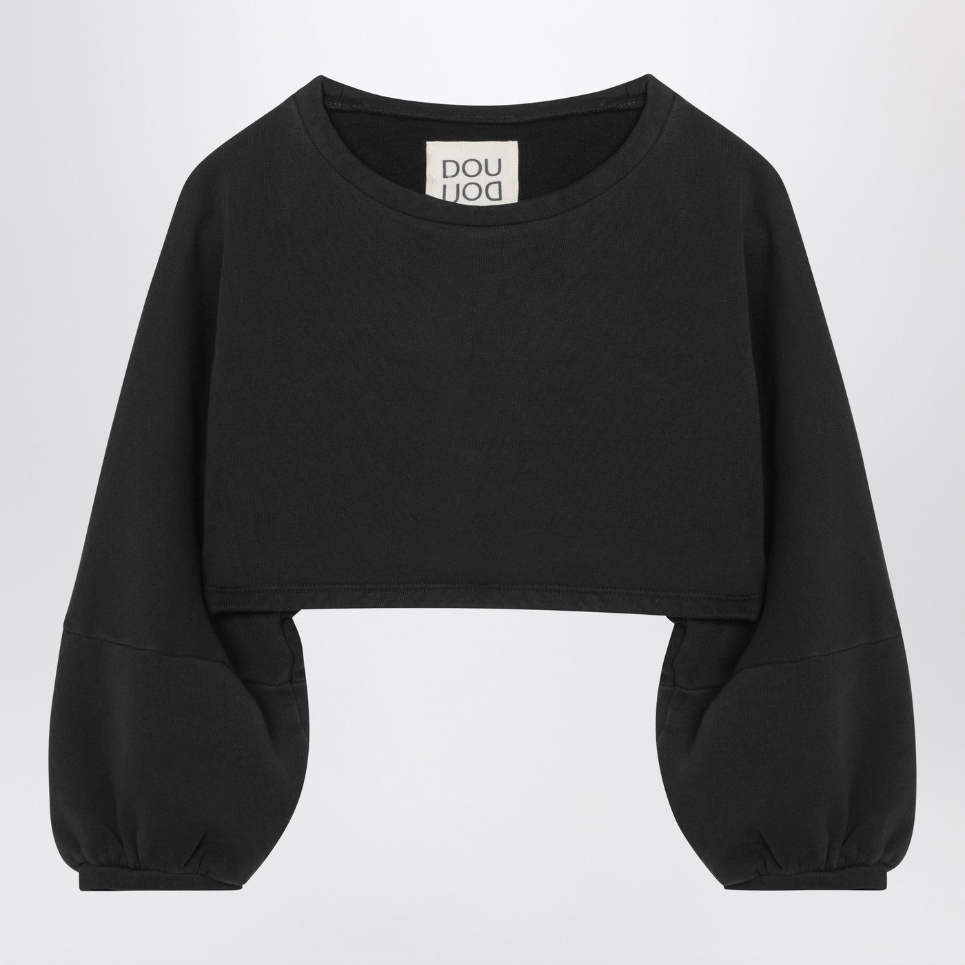 Cropped sweatshirt in black cotton Cropped sweatshirt in black cotton