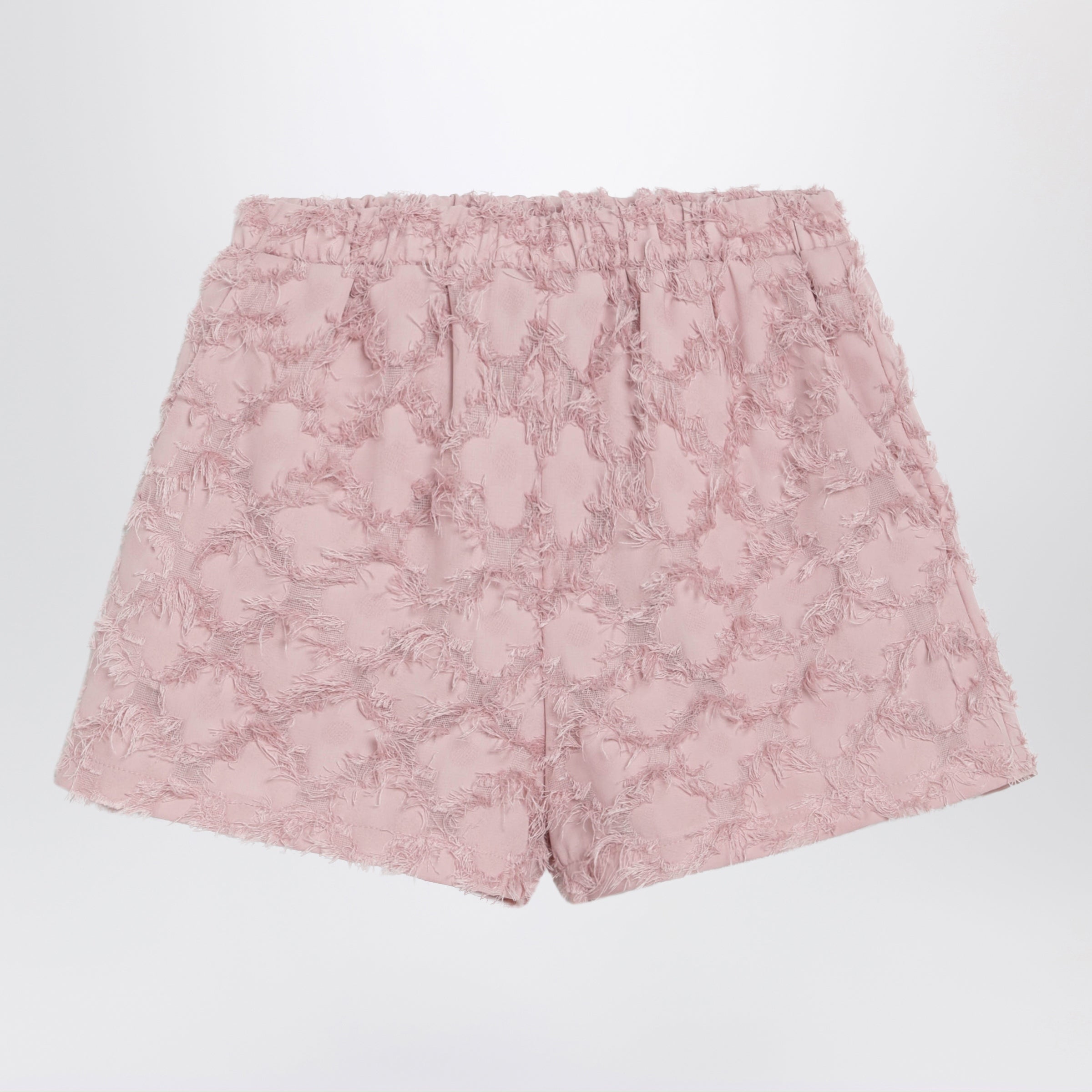 Pink patterned shorts with fringes Pink patterned shorts with fringes