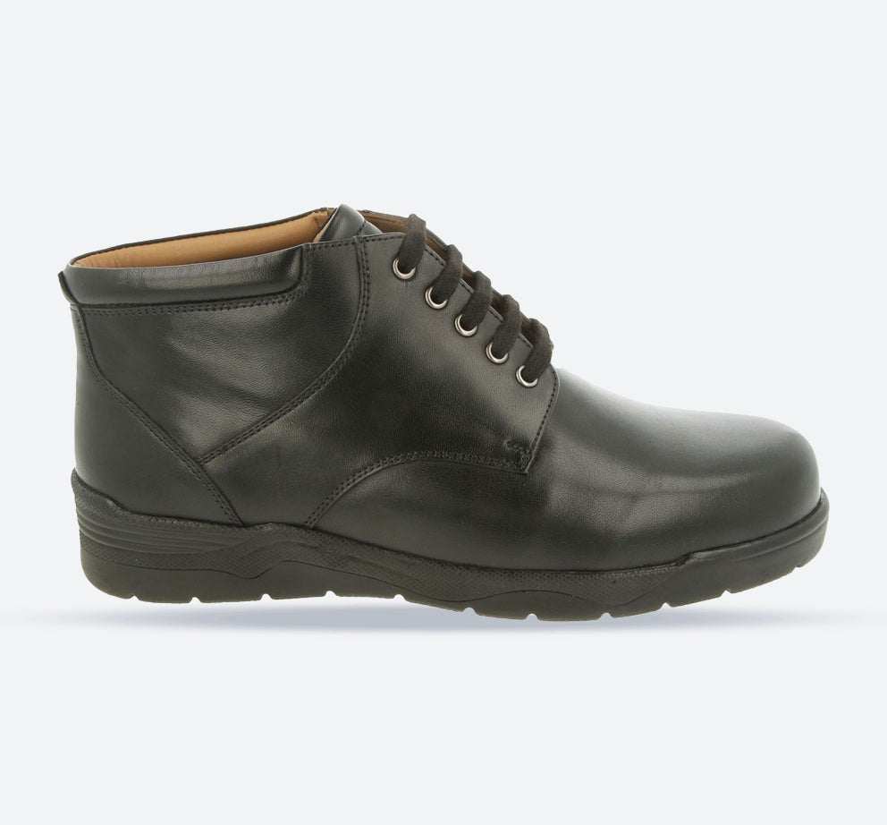 Mens Wide Fit Douglas Walking Ankle Boots, Black Leather V E – E Mens Wide Fit Douglas Walking Ankle Boots, Black Leather V E – E
