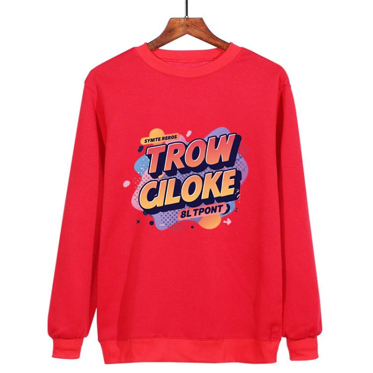 Orange Alphabet Printed Casual Loose Round Neck Sweatshirt Print On Your Demand, , S, M, L, , X, XX – S Red Orange Alphabet Printed Casual Loose Round Neck Sweatshirt Print On Your Demand, , S, M, L, , X, XX – S Red