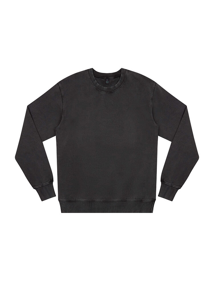 Organic Cotton Faded Sweatshirt – Stone Washed Black Organic Cotton Faded Sweatshirt – Stone Washed Black
