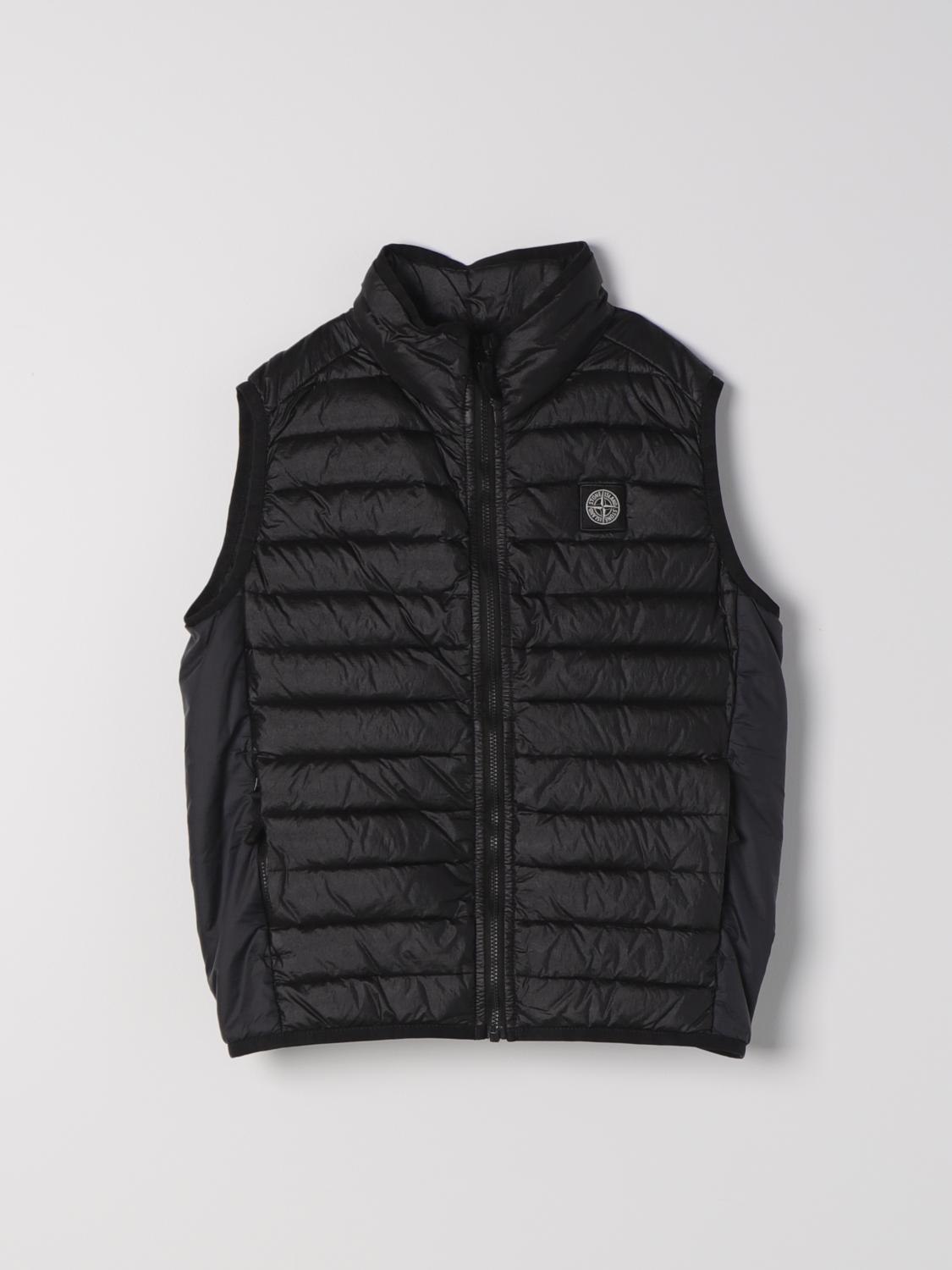 STONE ISLAND JUNIOR Waistcoat Kids color Black STONE ISLAND JUNIOR Waistcoat Kids color Black