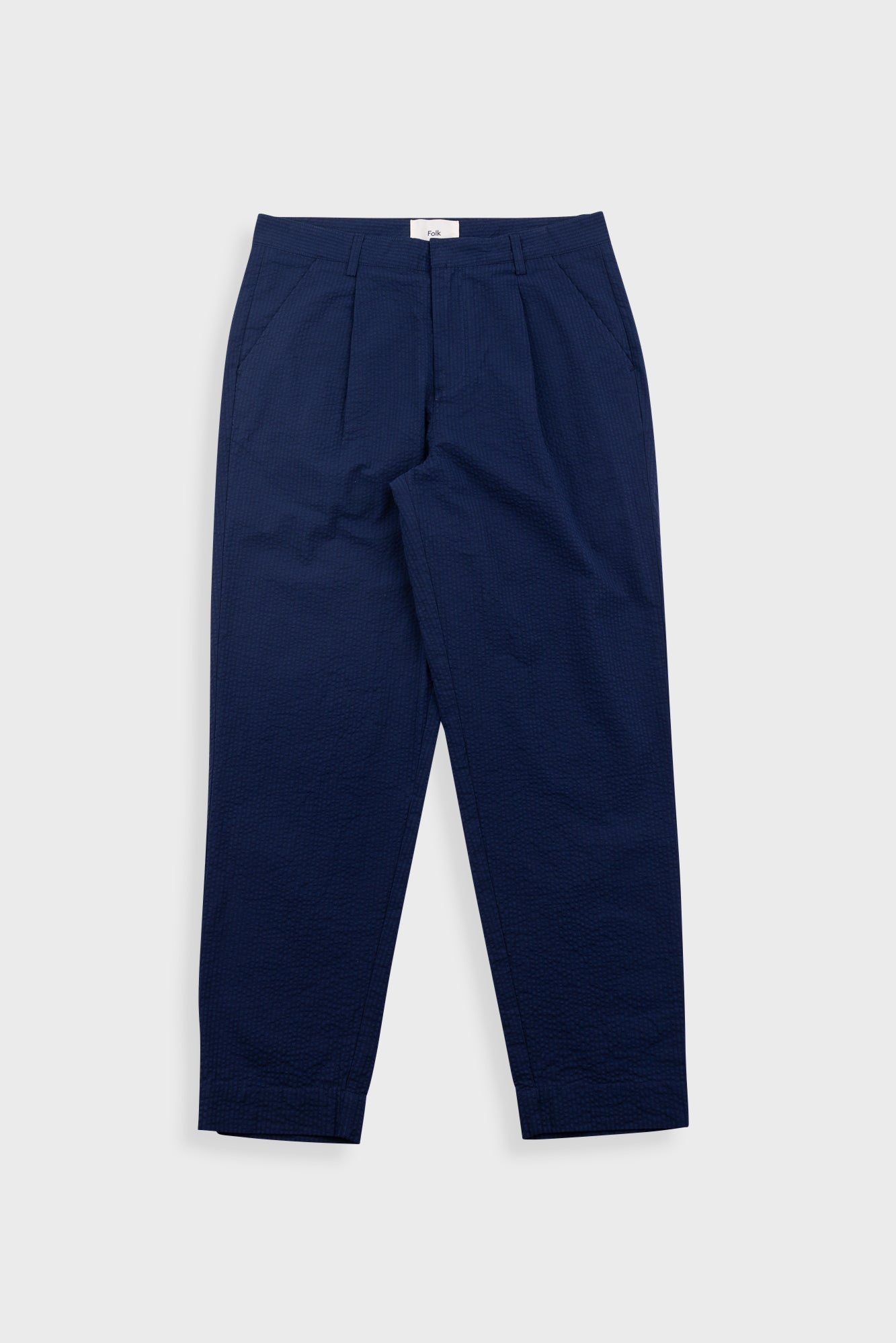 Assembly Suit Trouser – Navy Crinkle Stripe Assembly Suit Trouser – Navy Crinkle Stripe