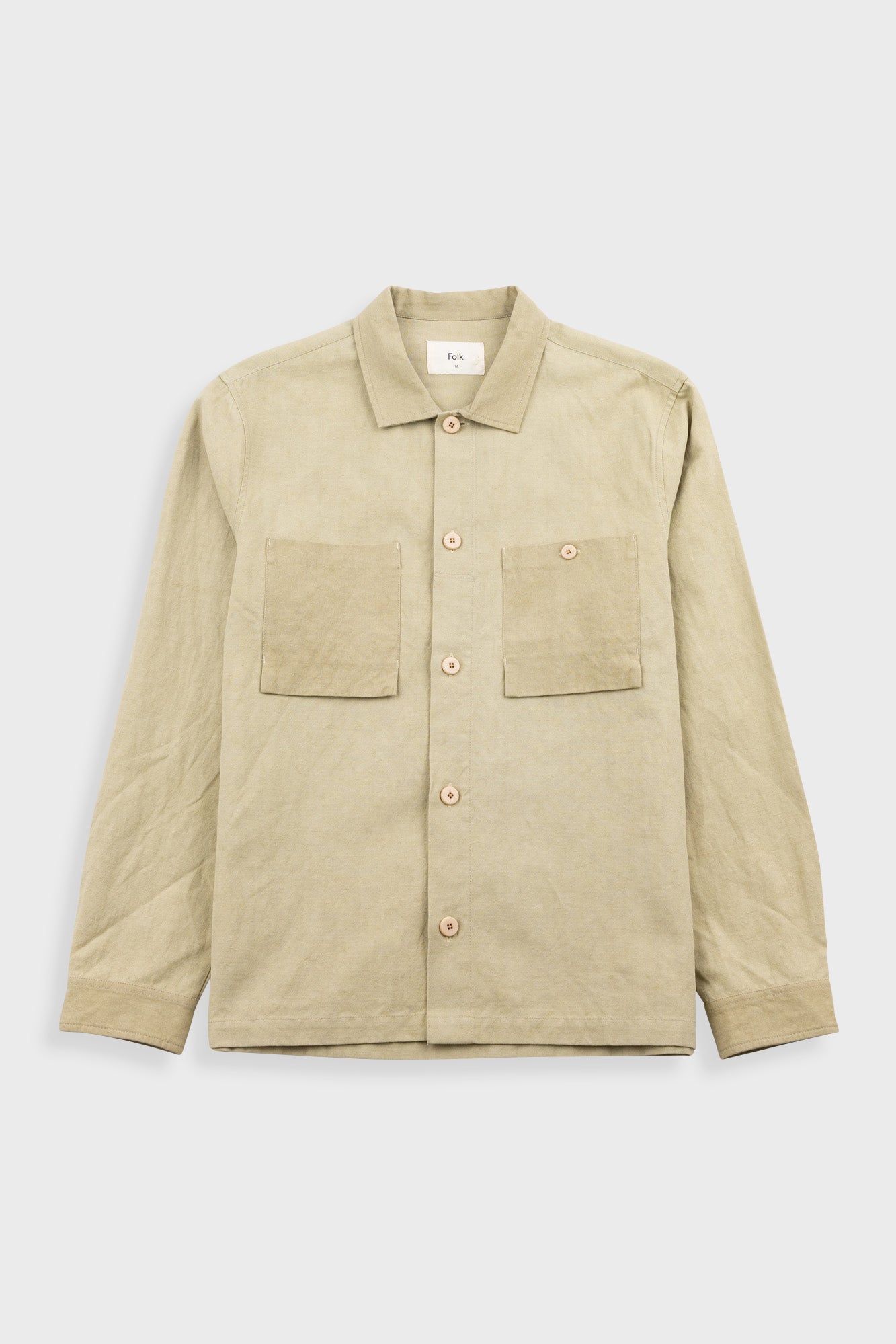 Patch Overshirt – Light Khaki Slub Linen Patch Overshirt – Light Khaki Slub Linen