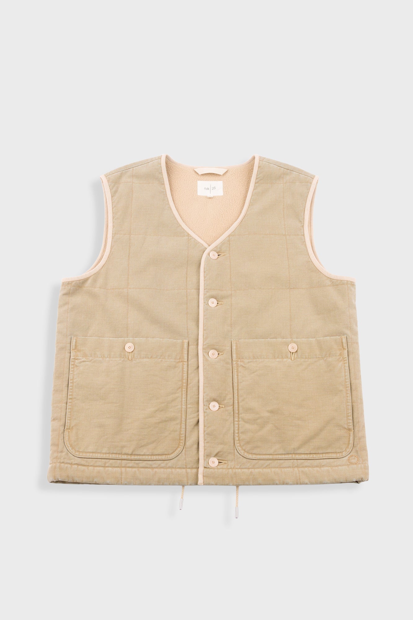 Quilted Gilet – Fossil Slub Quilted Gilet – Fossil Slub