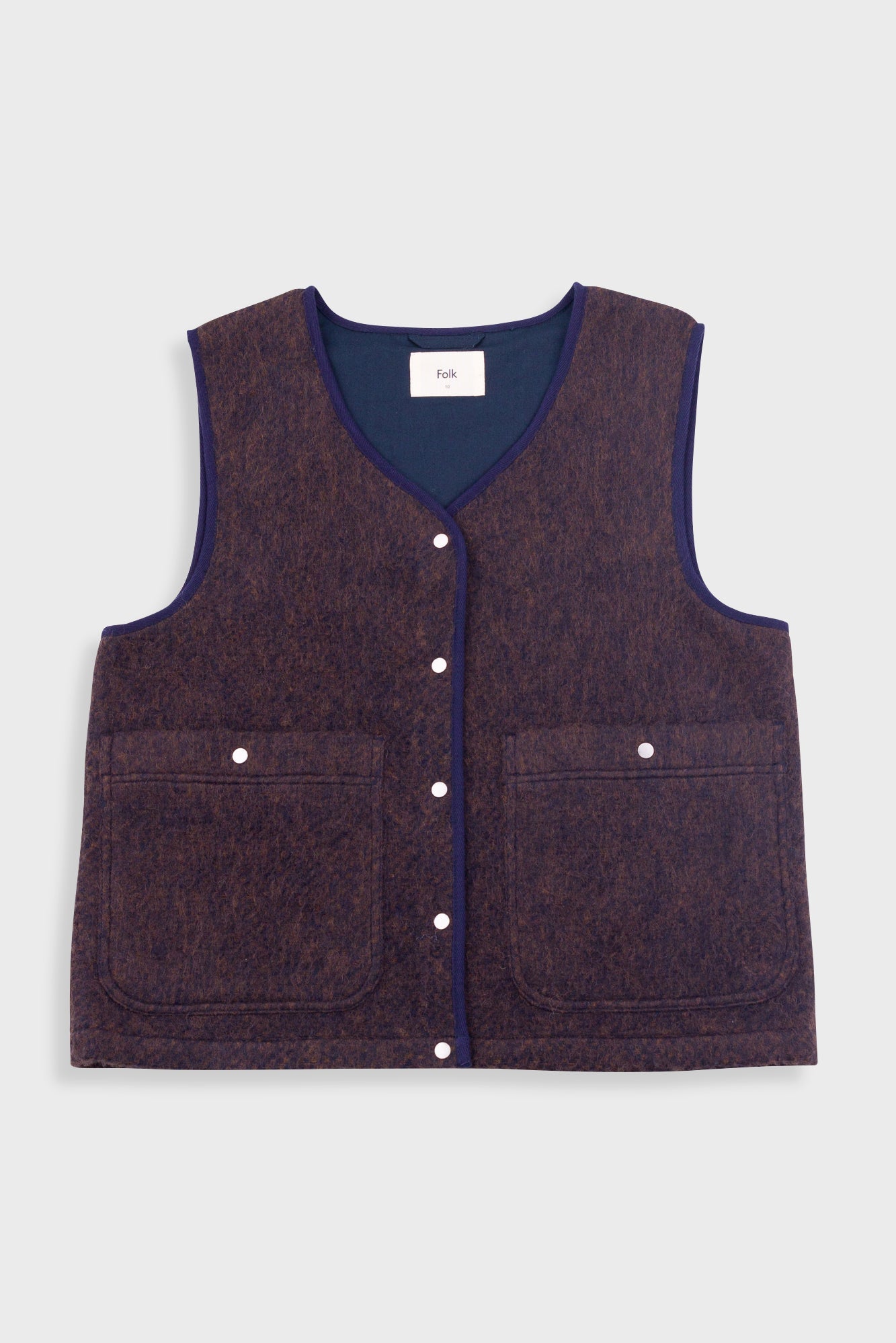 Quilted Gilet – Navy Espresso Brushed Wool