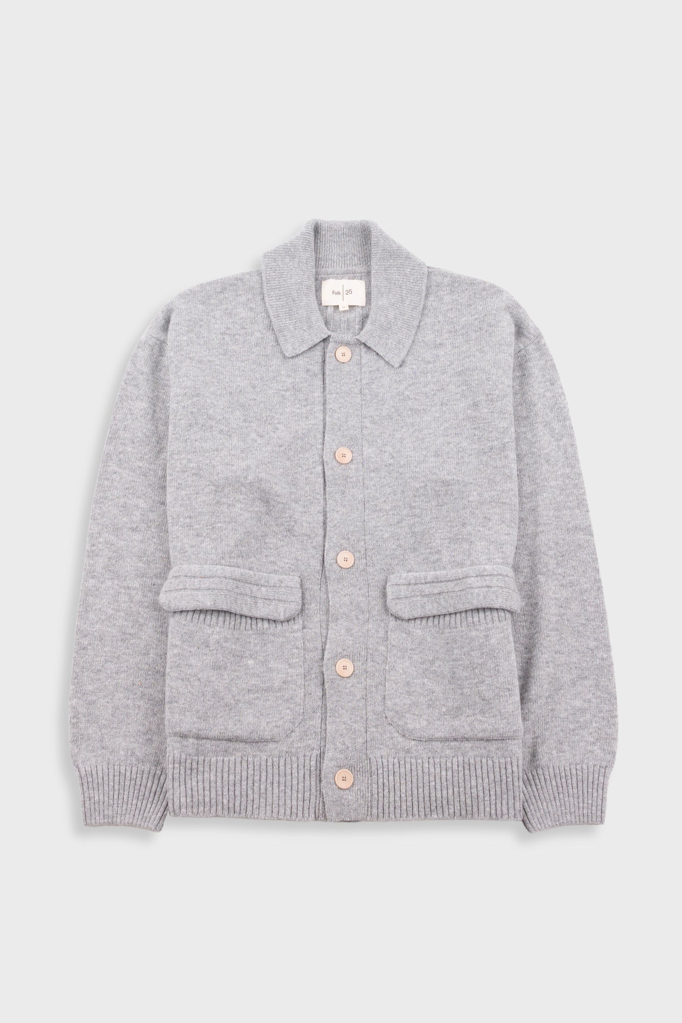 Rib Collared Cardigan – Silver Grey Rib Collared Cardigan – Silver Grey