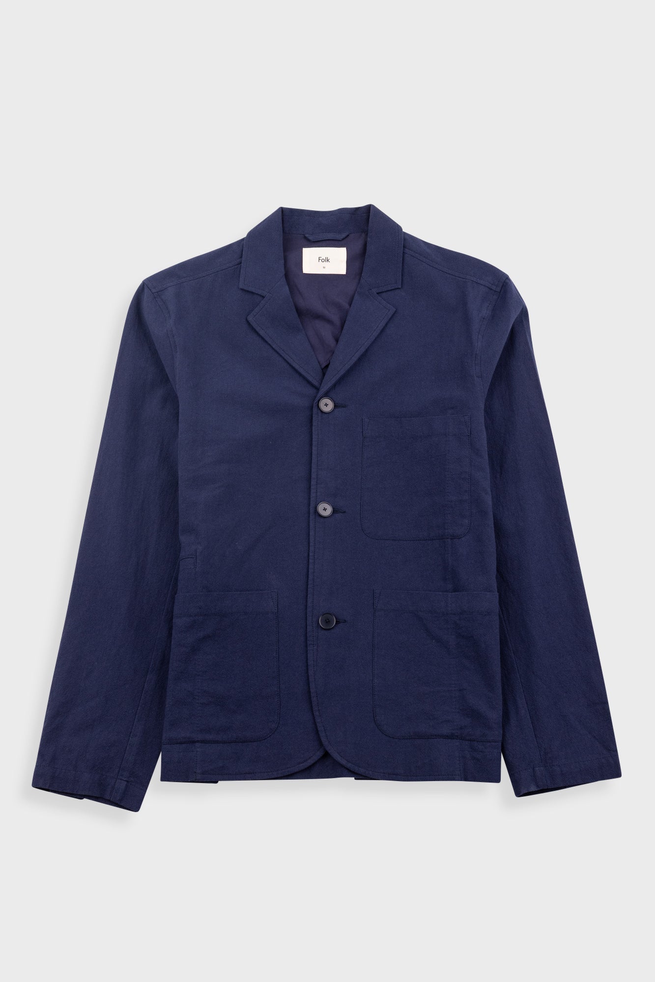 Wide Fit Blazer – Navy Textured Cotton Wide Fit Blazer – Navy Textured Cotton
