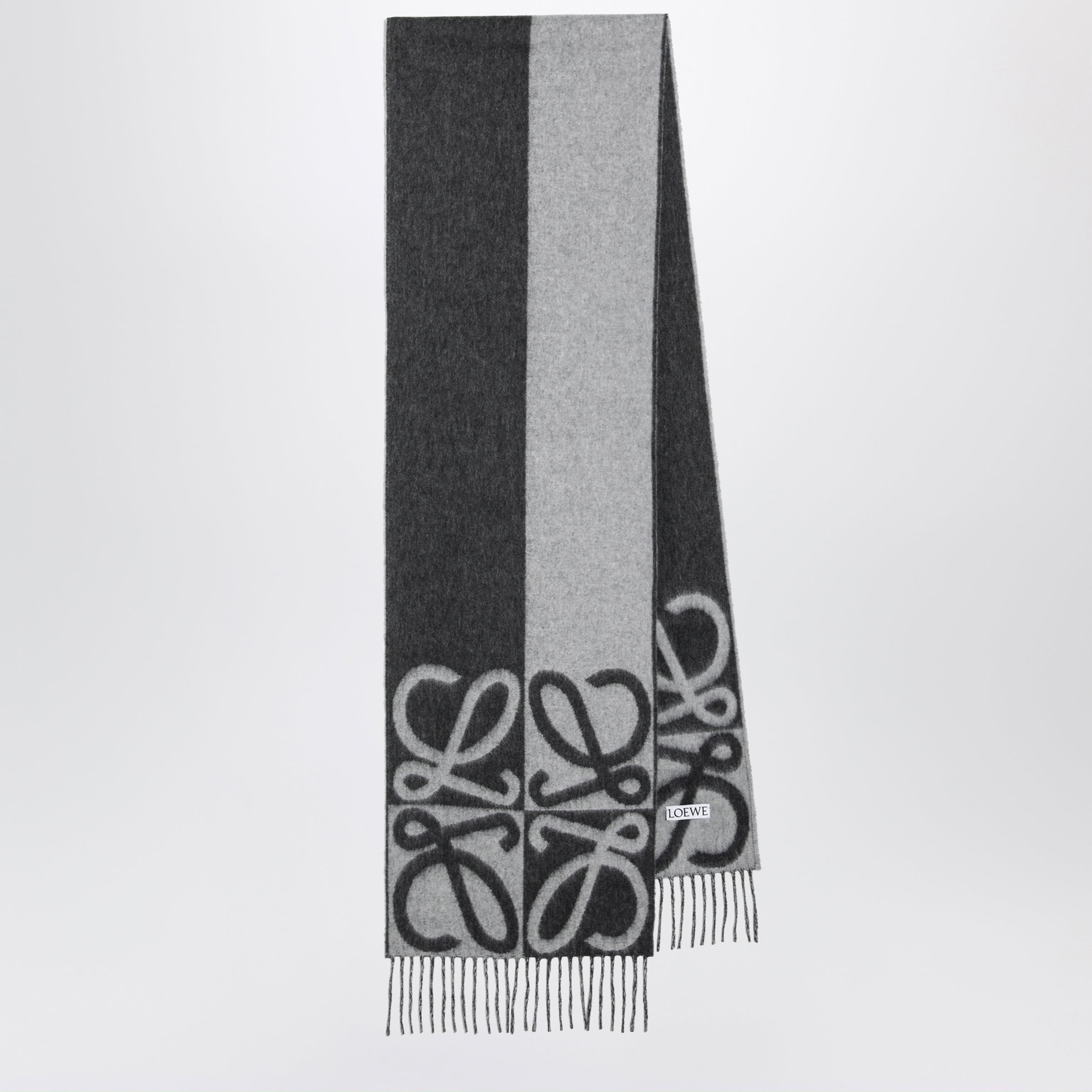 Bicolour Anagram jacquard wool-cashmere scarf in grey Bicolour Anagram jacquard wool-cashmere scarf in grey
