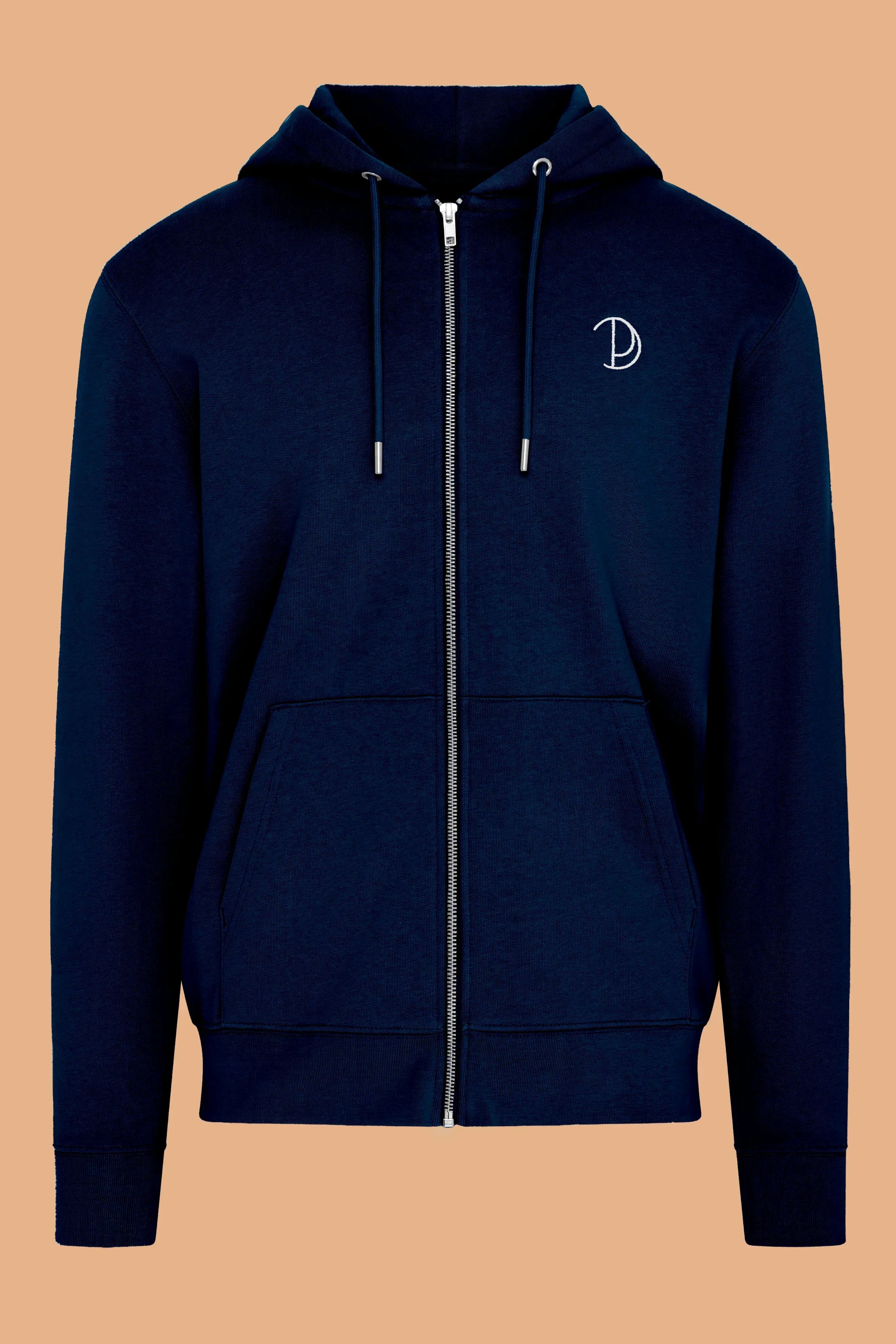 Embroidered P Zip-Up Hoodie – French Navy Small Embroidered P Zip-Up Hoodie – French Navy Small