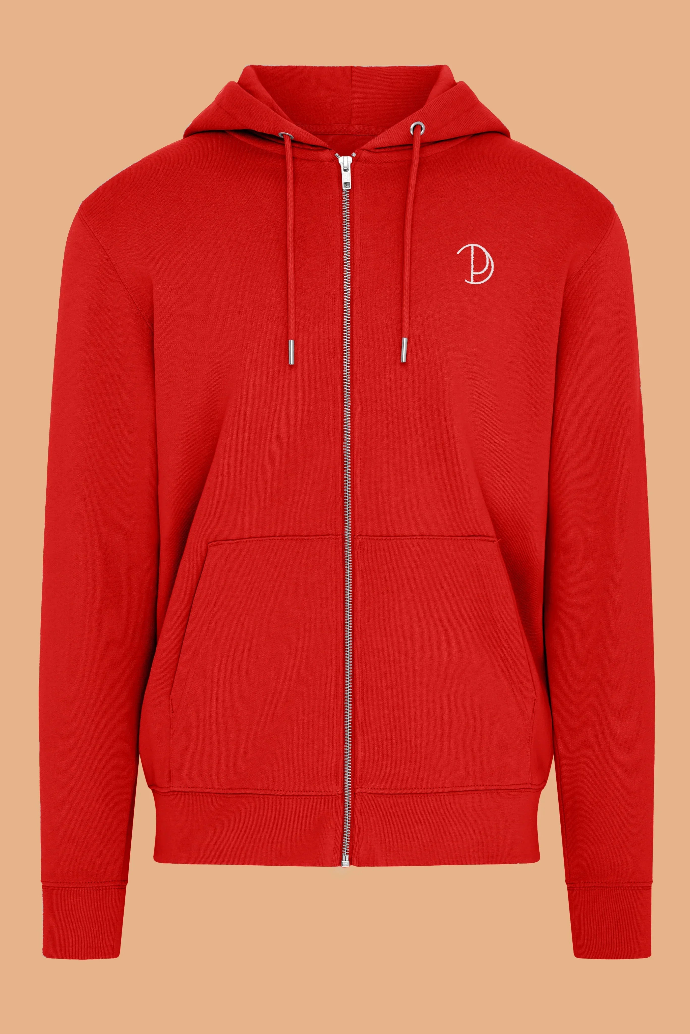 Embroidered P Zip-Up Hoodie – Red X Embroidered P Zip-Up Hoodie – Red X