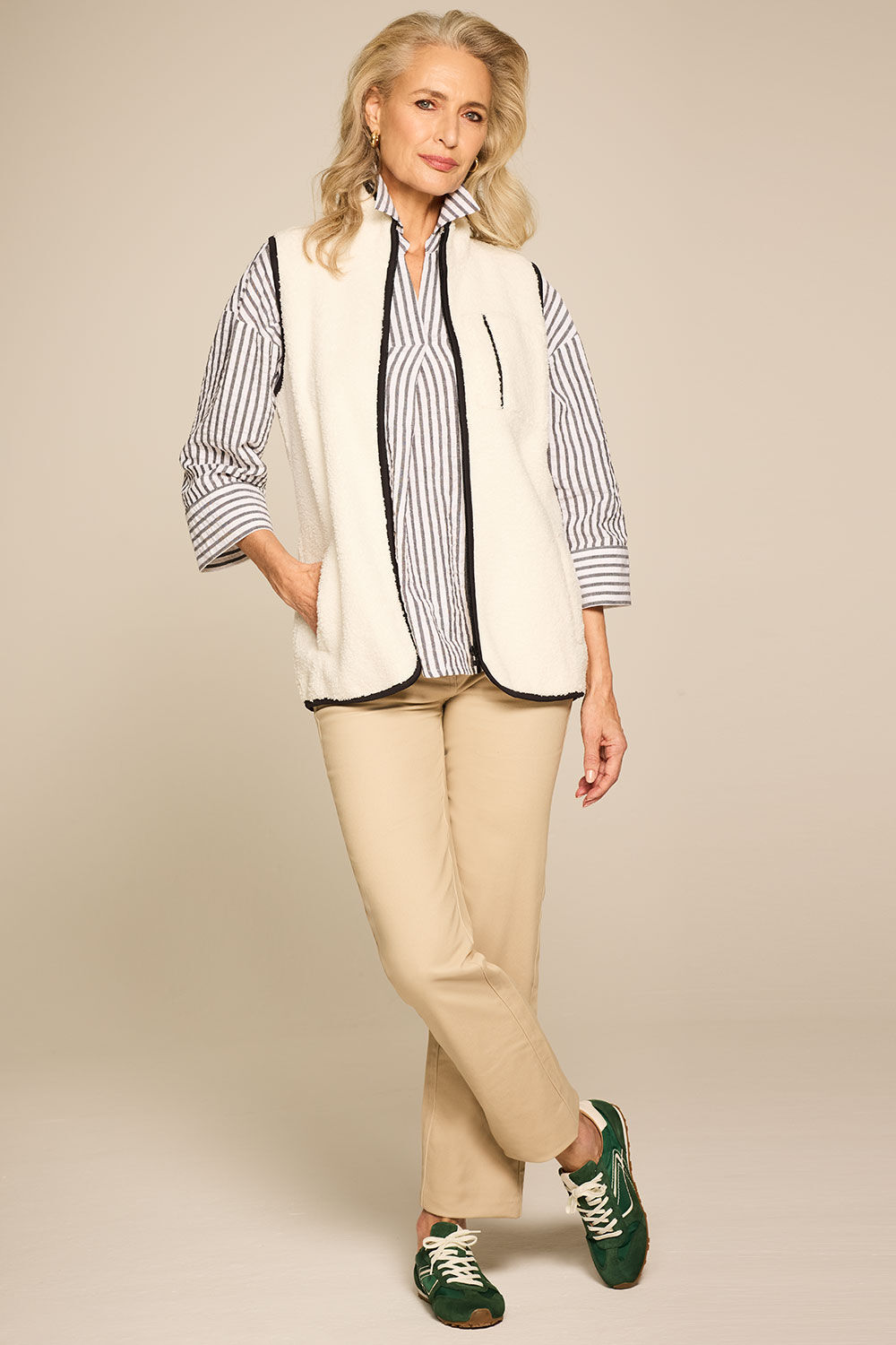 Bonmarche Ivory Teddy Fleece Gilet, Size: