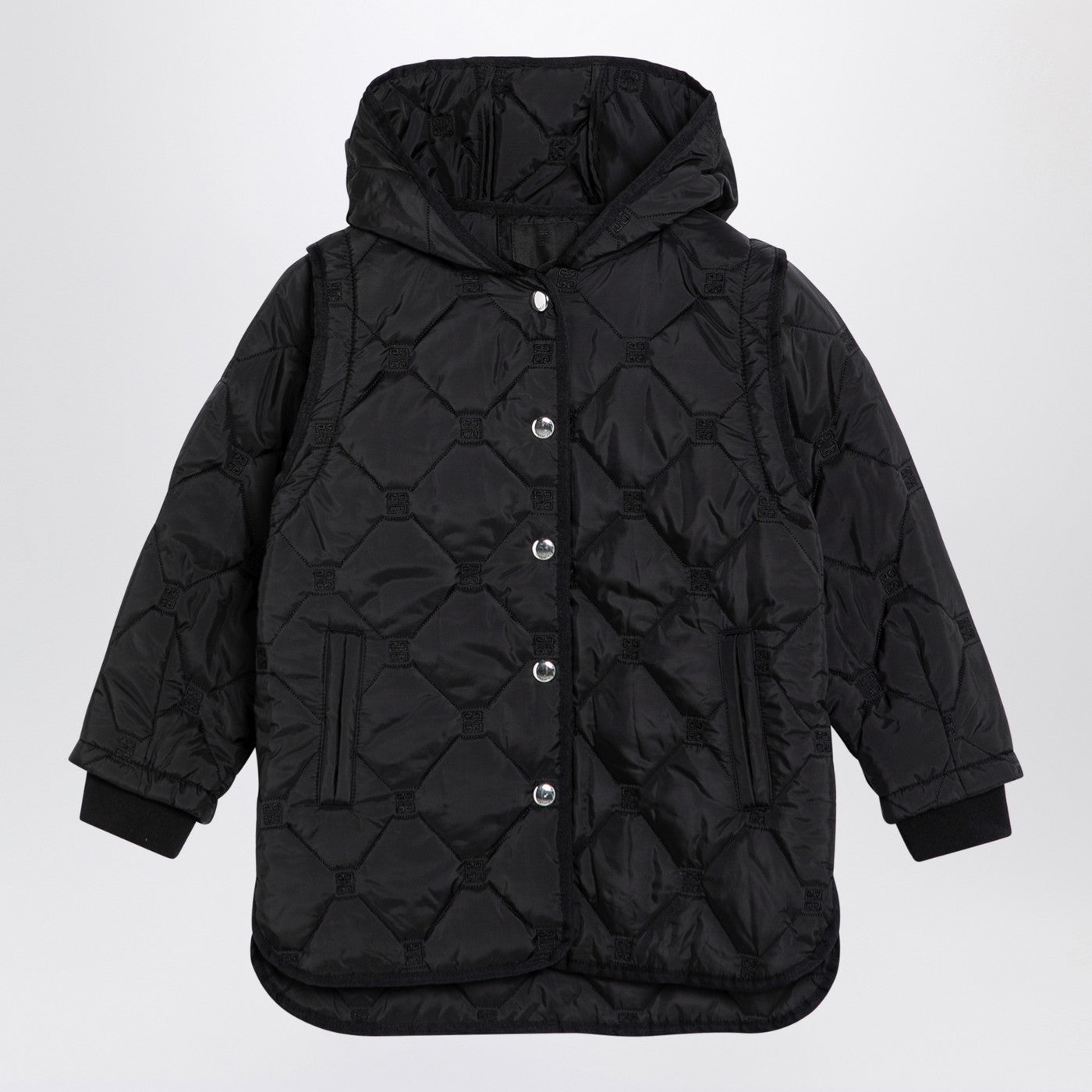 Black quilted parka with removable sleeves Black quilted parka with removable sleeves