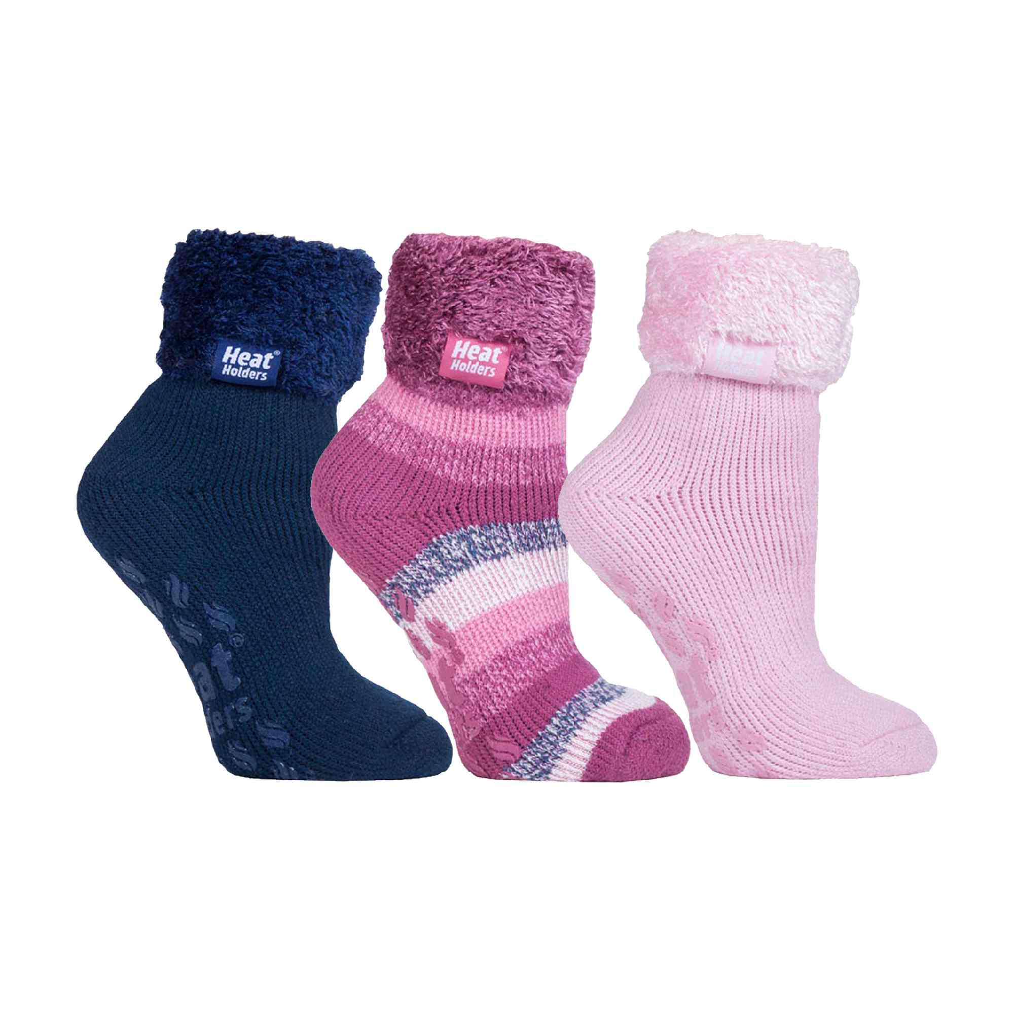 Ladies Pair Multipack Fluffy Fleece Slipper Bed Socks with Non Slip Grips – – Pack Ladies Pair Multipack Fluffy Fleece Slipper Bed Socks with Non Slip Grips – – Pack