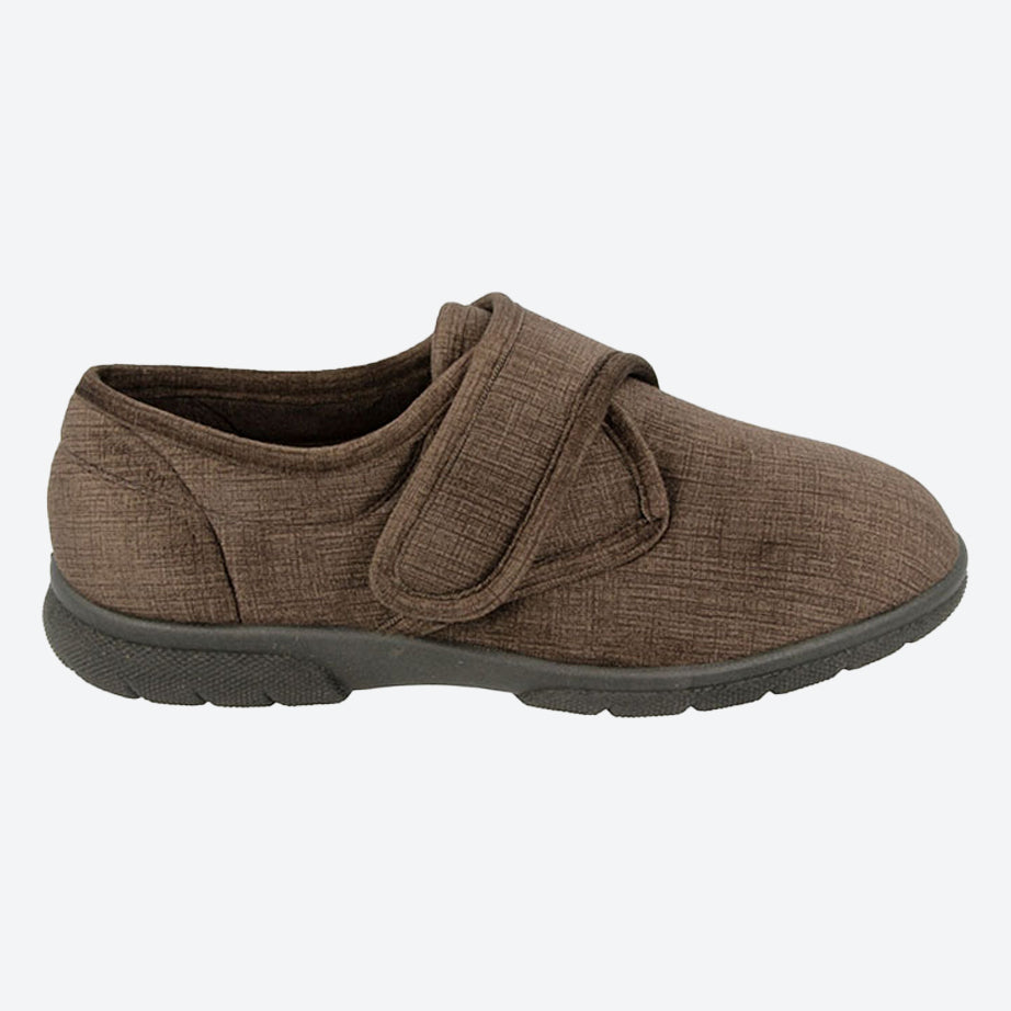 Mens Extra Wide Fit DB Hallam Slippers, Brown V E – E Mens Extra Wide Fit DB Hallam Slippers, Brown V E – E