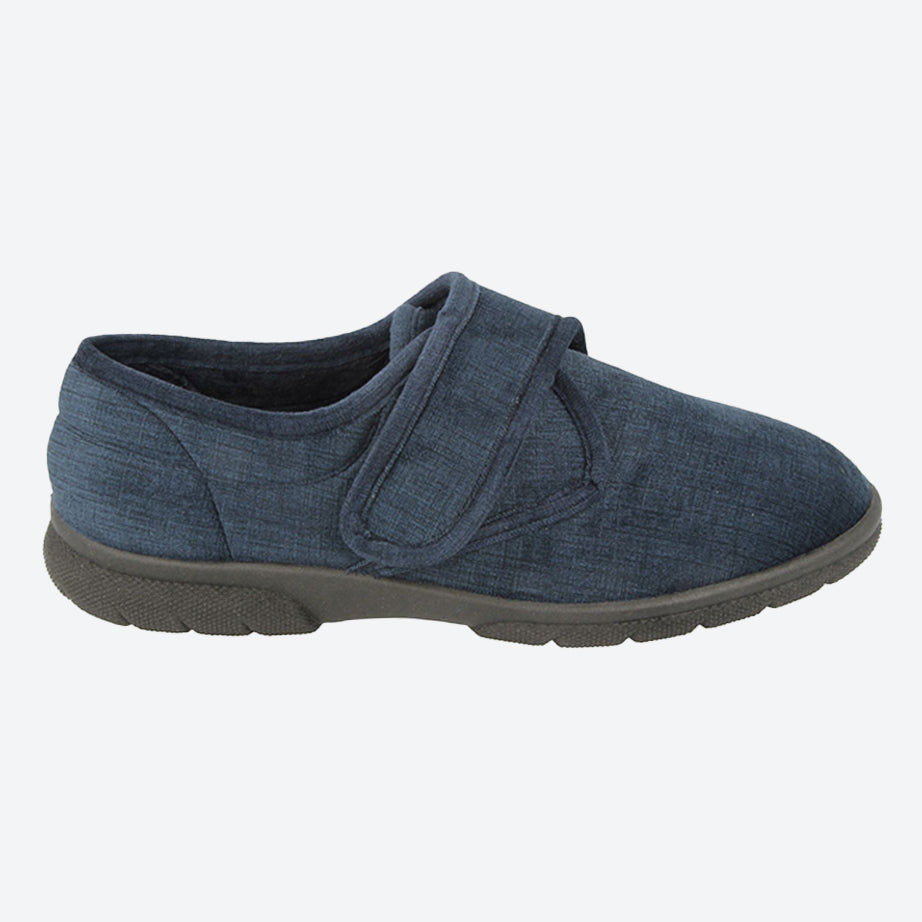 Mens Extra Wide Fit DB Hallam Slippers, Navy V E – E Mens Extra Wide Fit DB Hallam Slippers, Navy V E – E