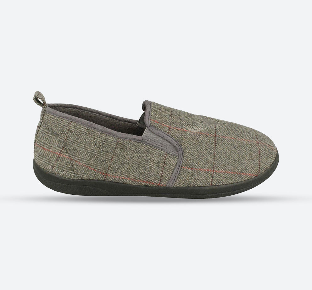 Mens Wide Fit Padders Huntsman Slippers, Grey Combi E Mens Wide Fit Padders Huntsman Slippers, Grey Combi E