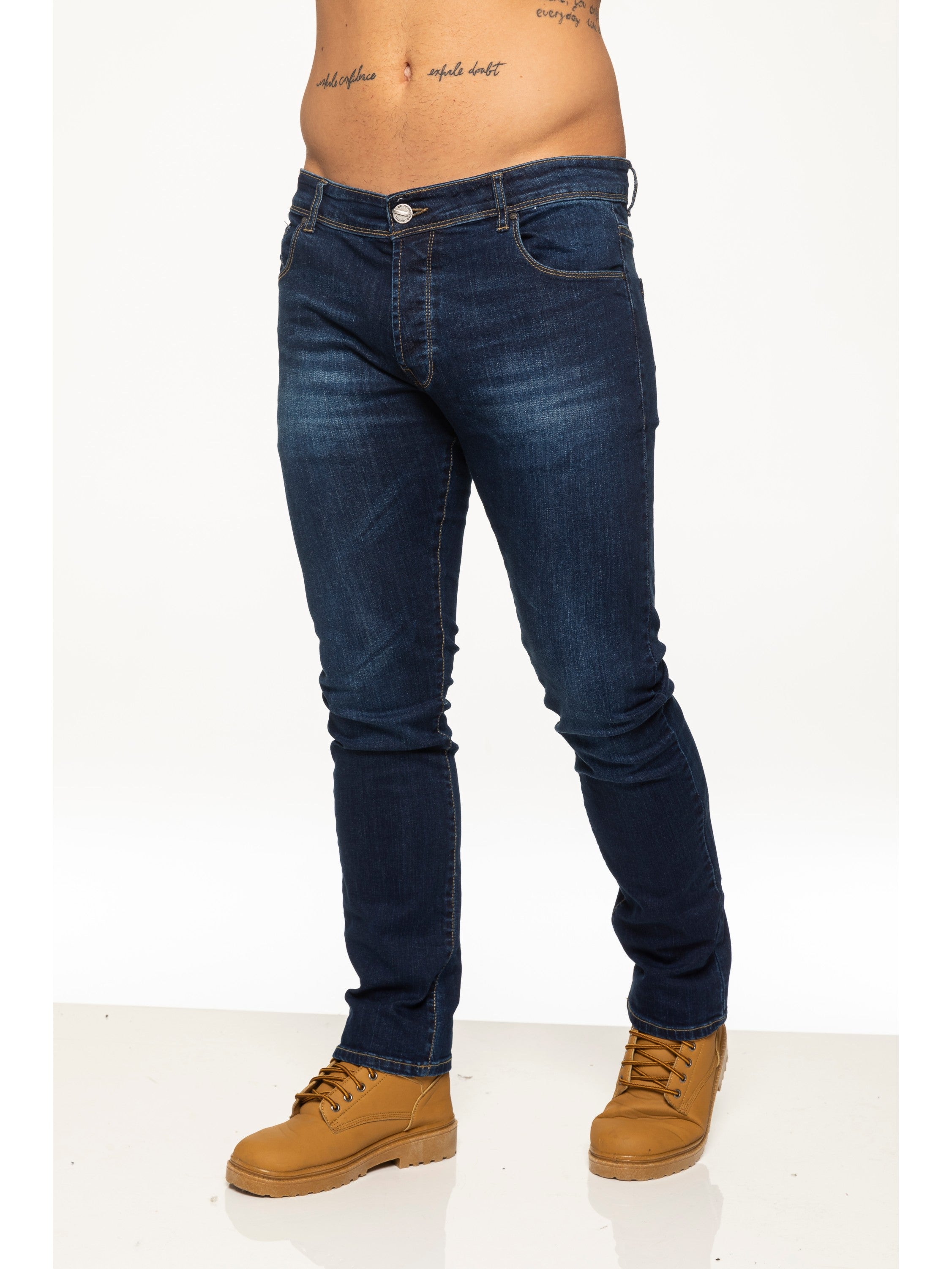 Mens Skinny Stretch Stonewash Denim Jeans