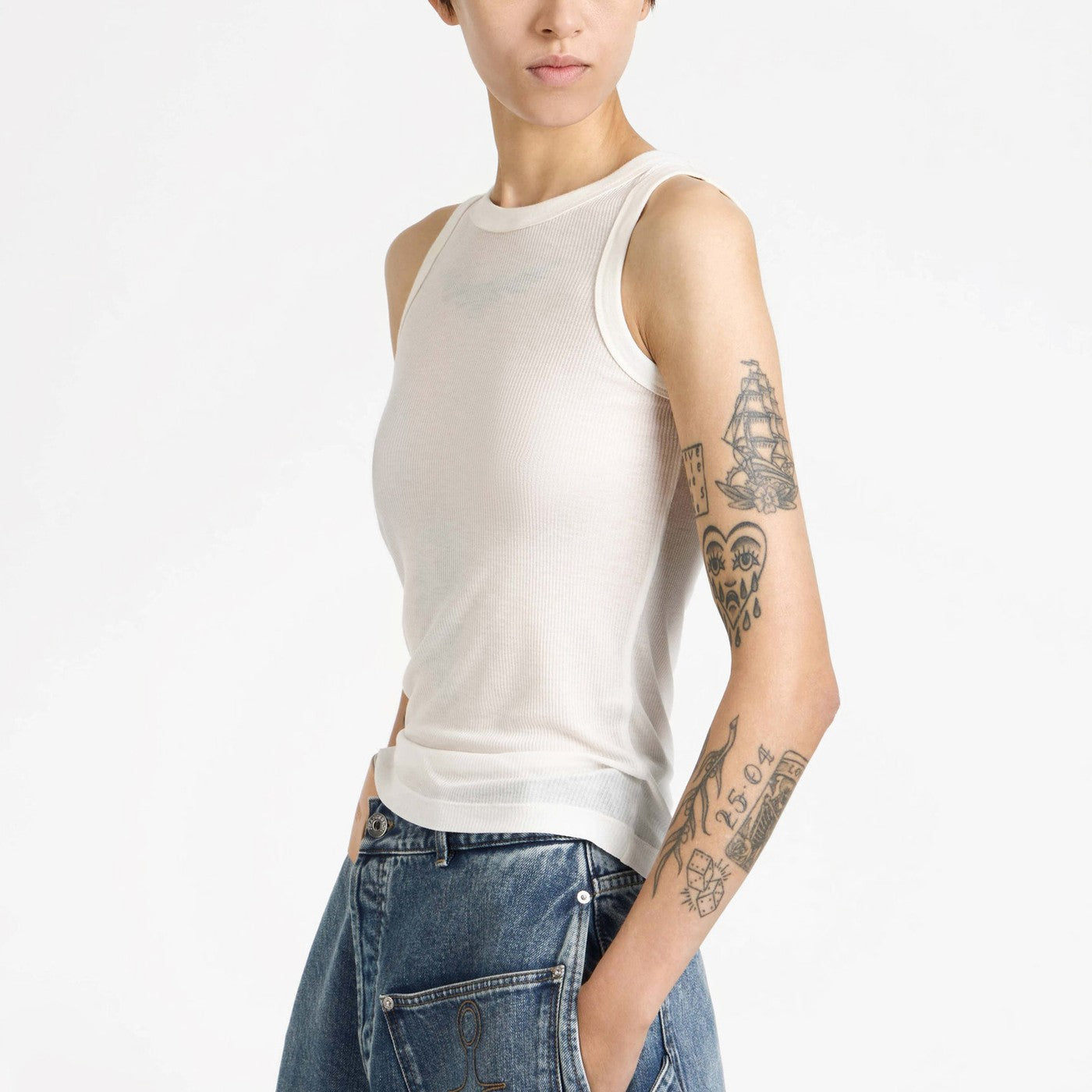 White ribbed modal tank top White ribbed modal tank top