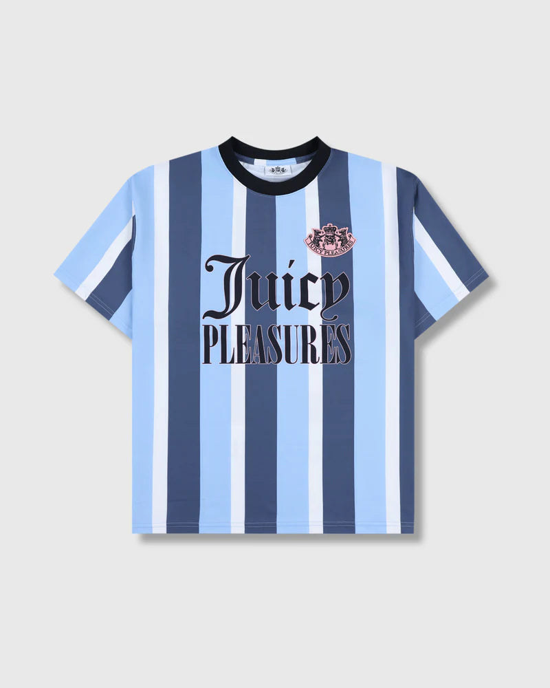 ‘Juicy by PLEASURES’ BLUE STRIPED SPORT SHIRT – L Blue ‘Juicy by PLEASURES’ BLUE STRIPED SPORT SHIRT – L Blue