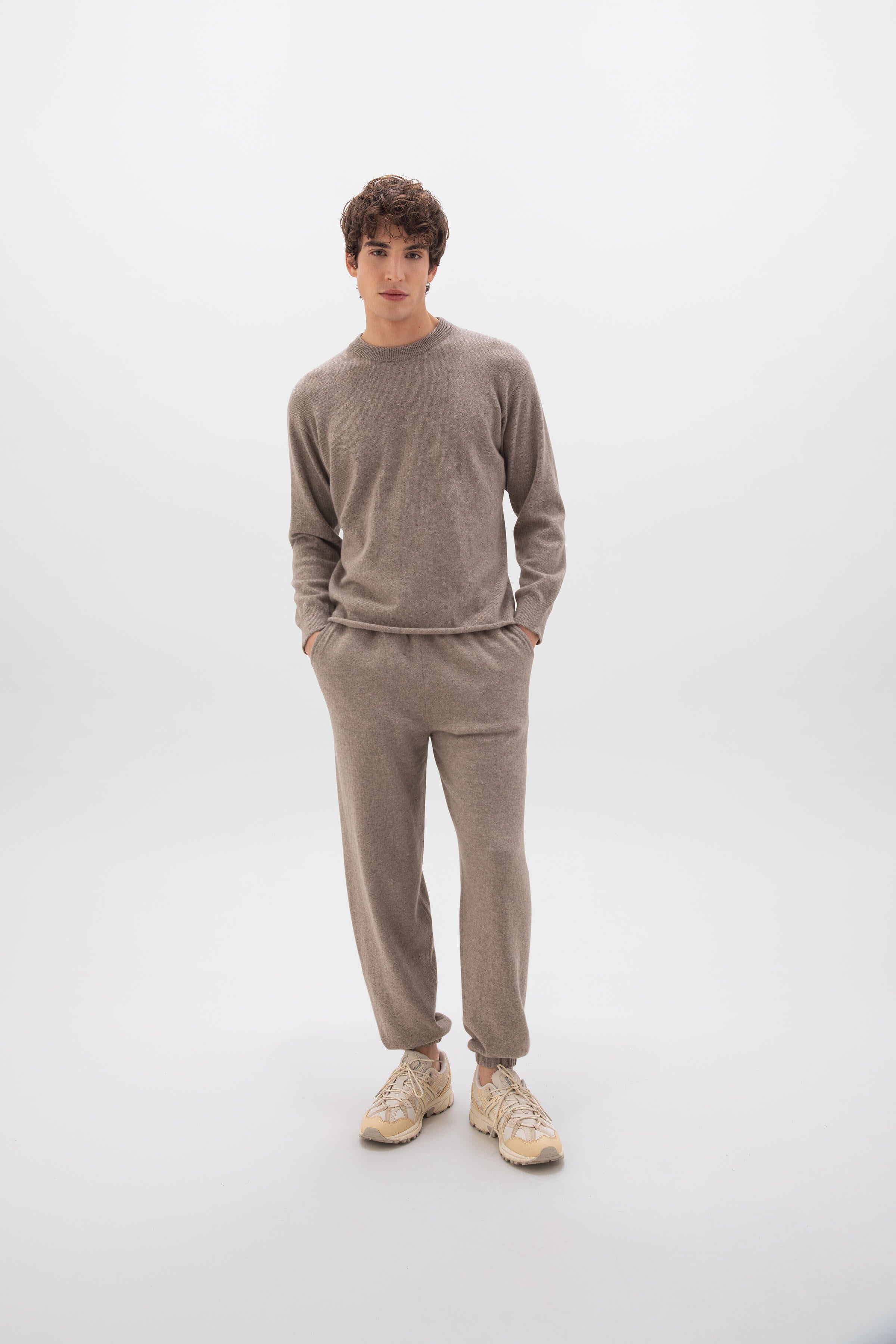 Performance Cashmere Cuffed Light Brown Joggers Performance Cashmere Cuffed Light Brown Joggers