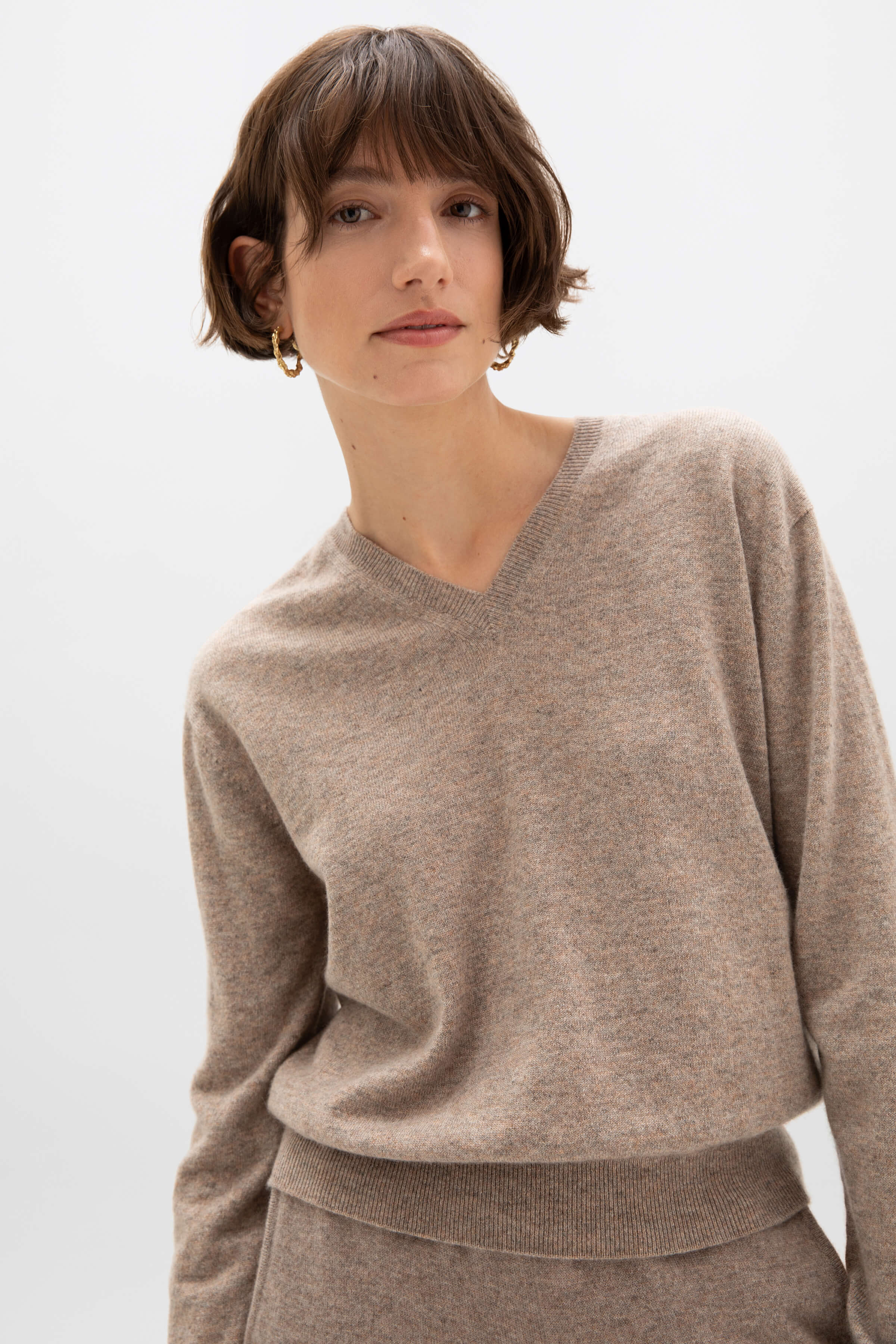Cashmere Light Brown V Neck Jumper Cashmere Light Brown V Neck Jumper