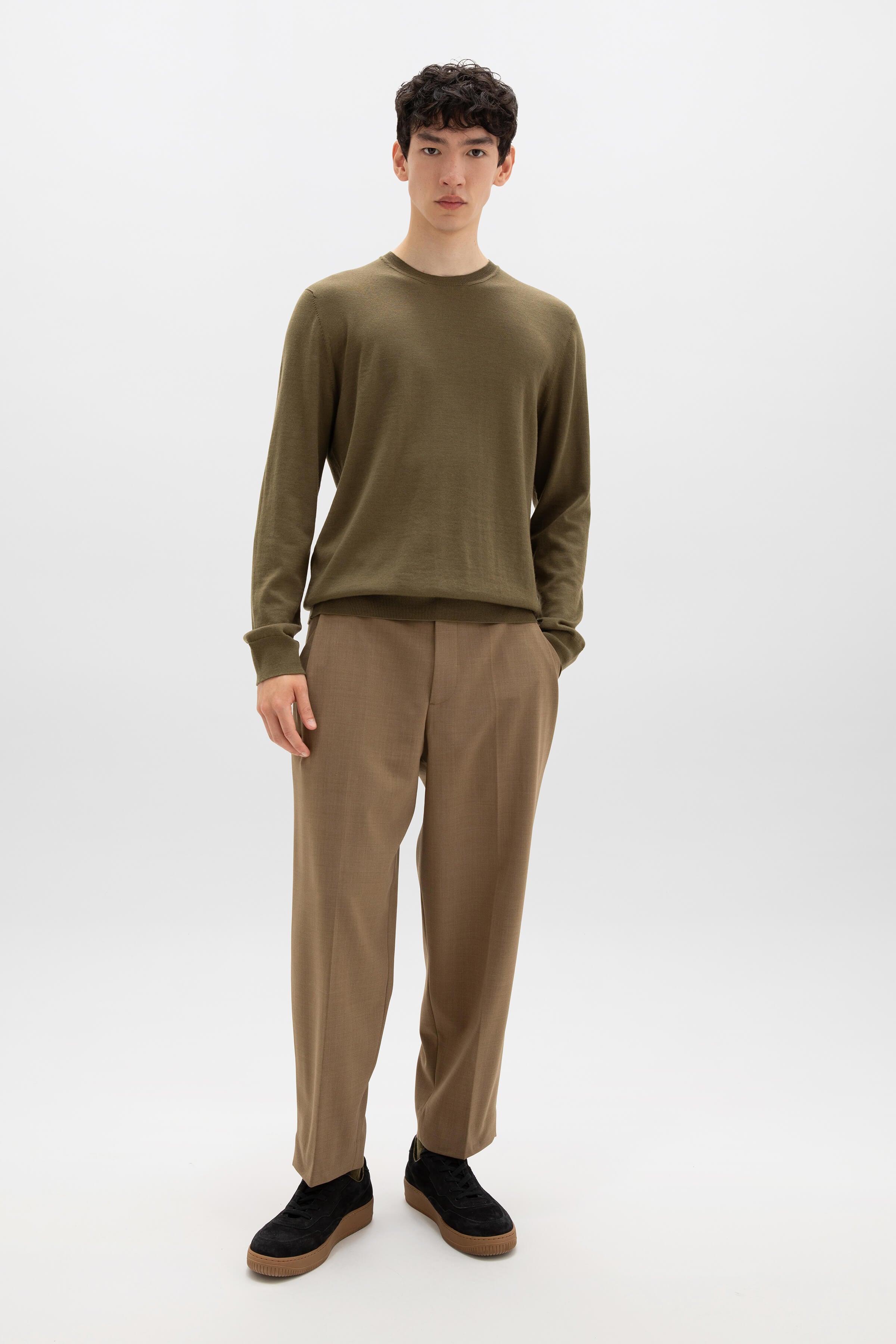 Merino Round Neck Olive Green Jumper Merino Round Neck Olive Green Jumper