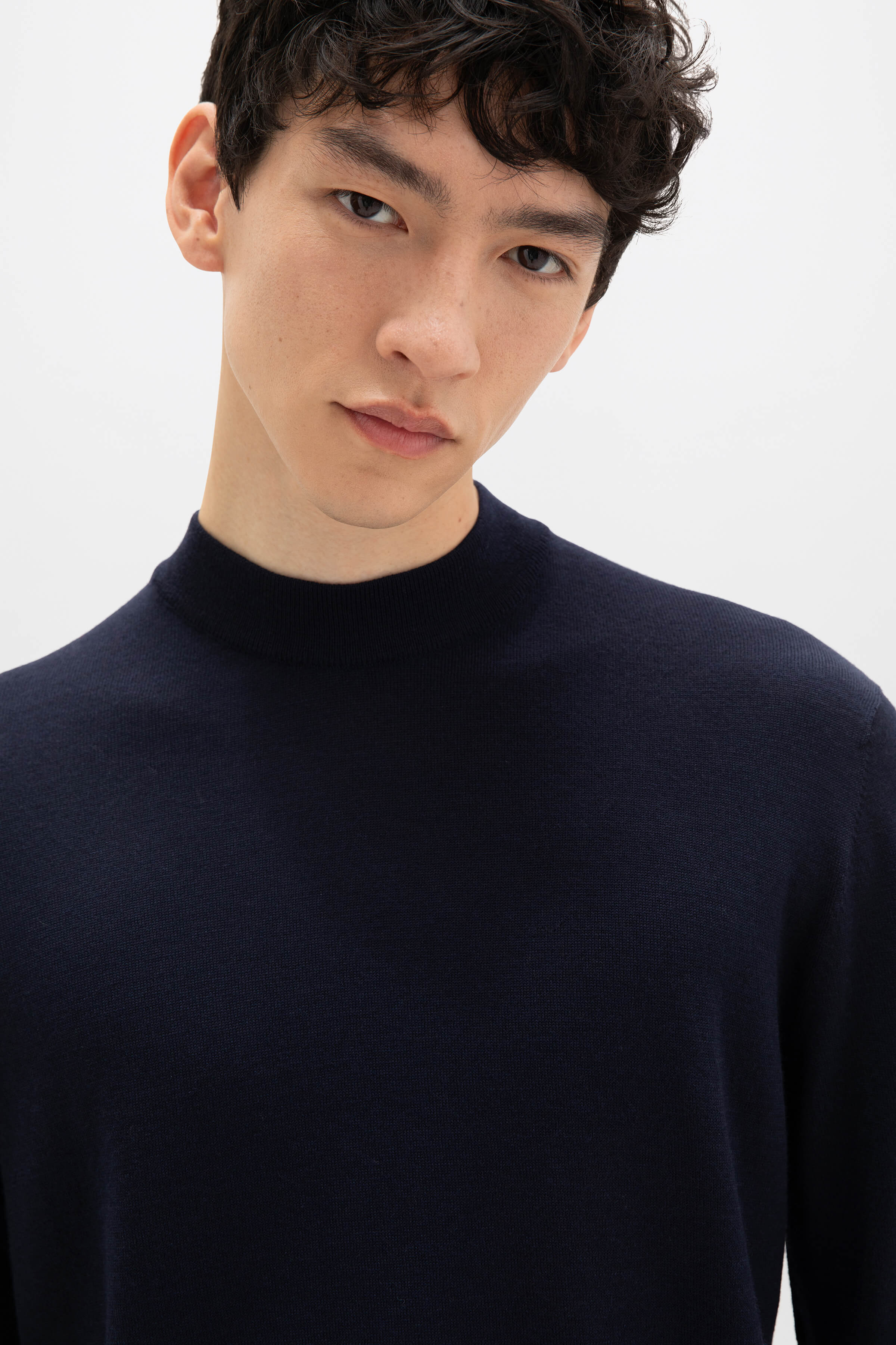 Mock Turtle Neck Merino Dark Navy Jumper Mock Turtle Neck Merino Dark Navy Jumper