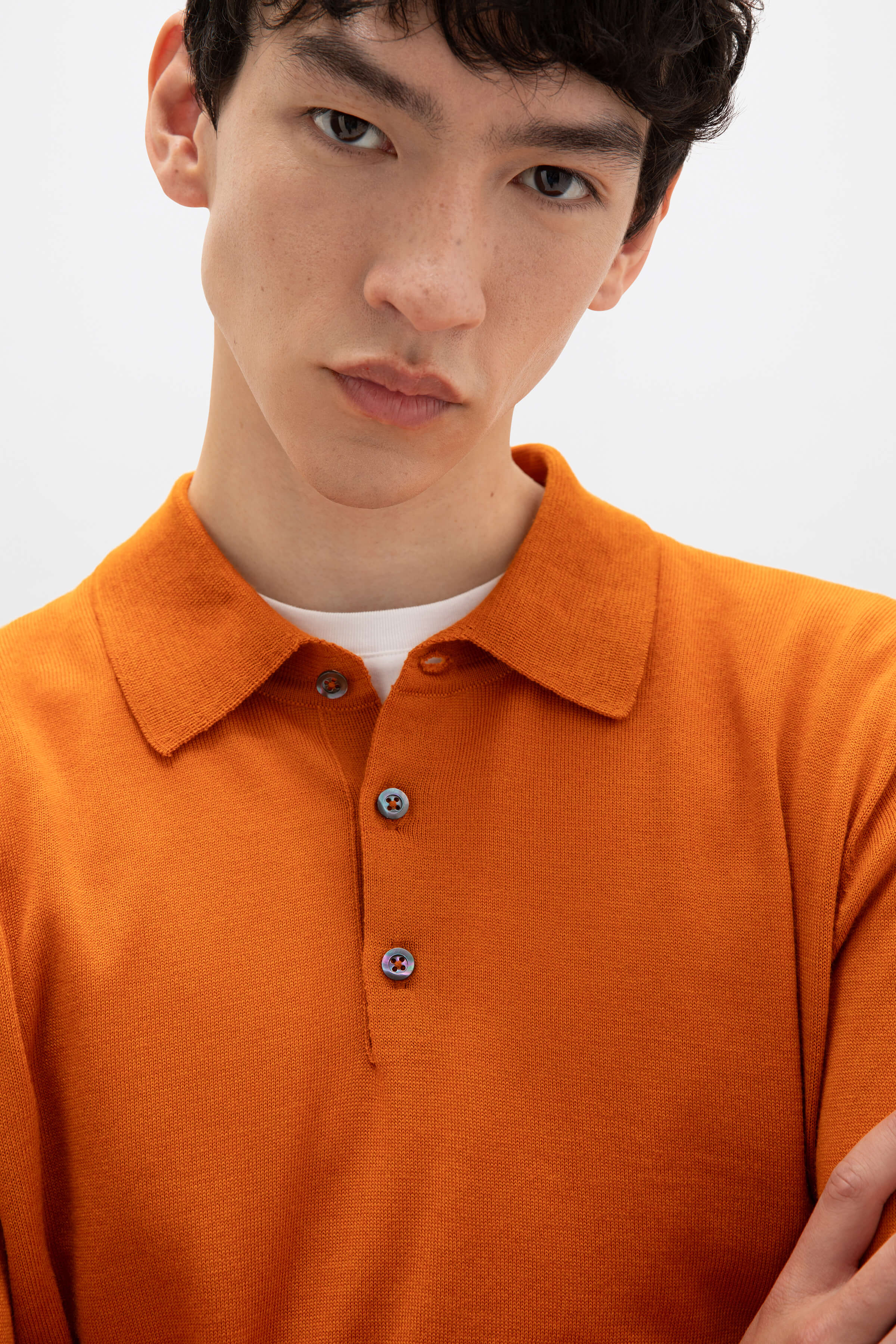 Merino Long Sleeve Orange Polo Shirt Merino Long Sleeve Orange Polo Shirt